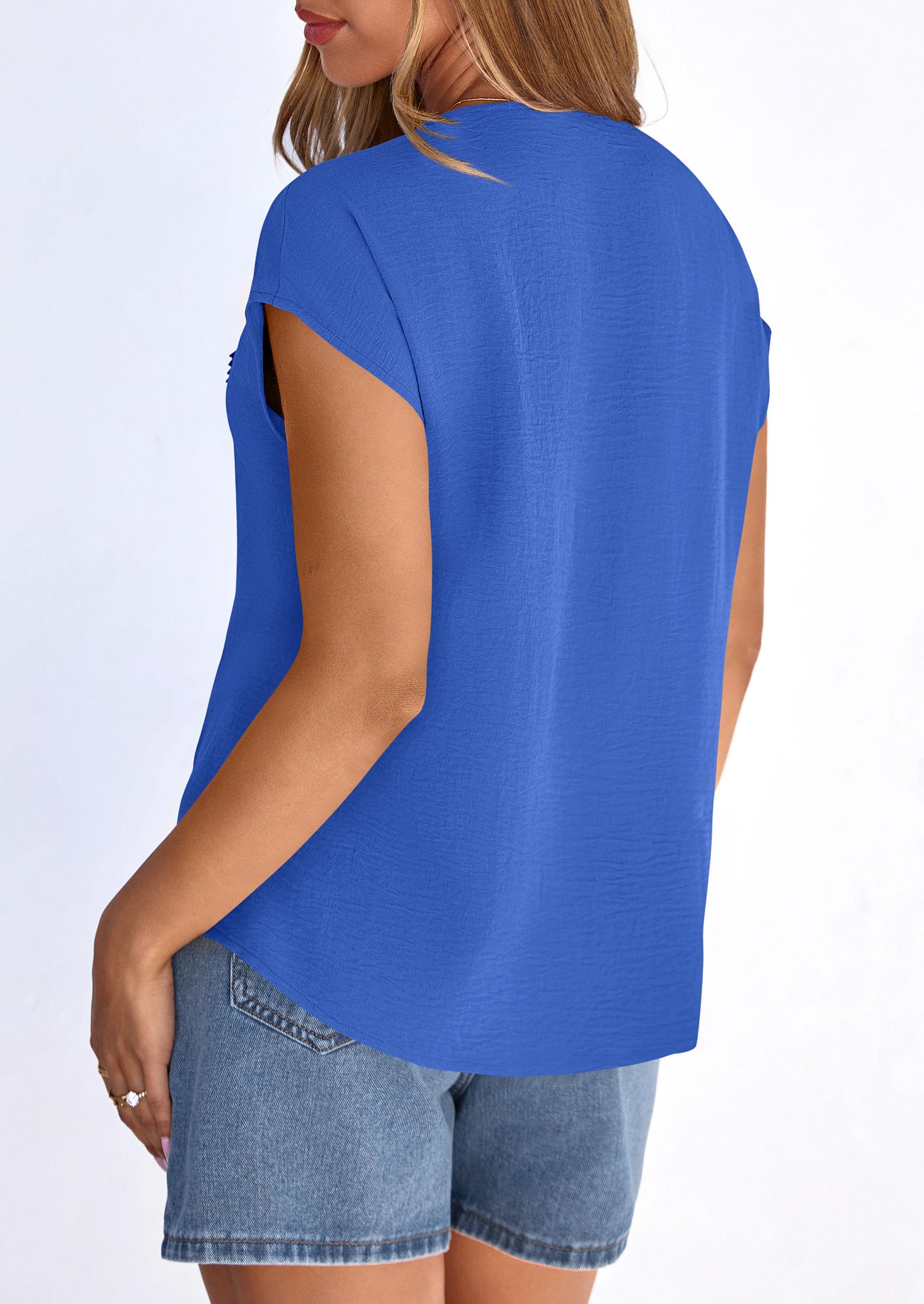 Women's Summer Tops Dressy Casual Blouses,Blue,S