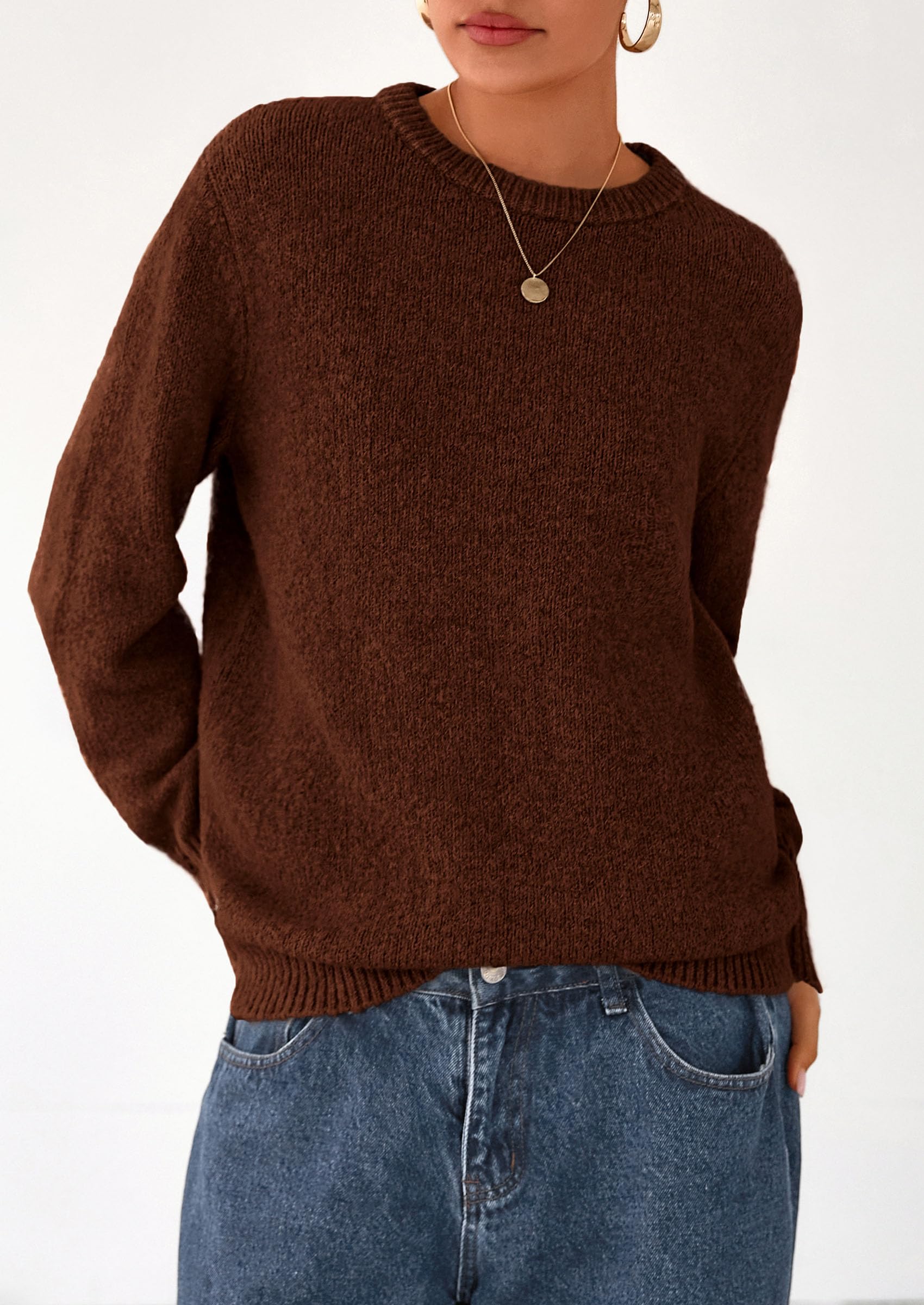 Fall Sweaters for Women Cozy Casual Pullover Ribbed Knit Tops