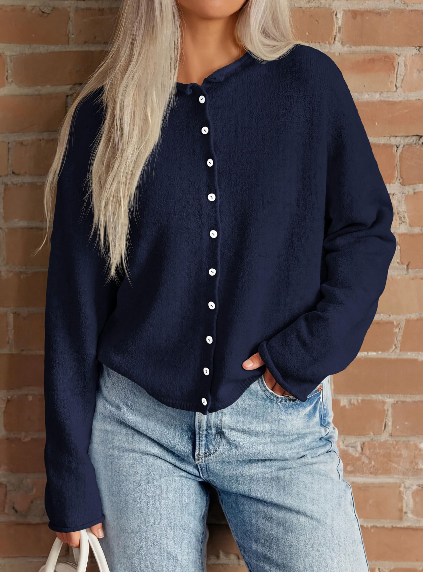 Button Up Cardigan for Women Knit Oversized Fall Sweaters