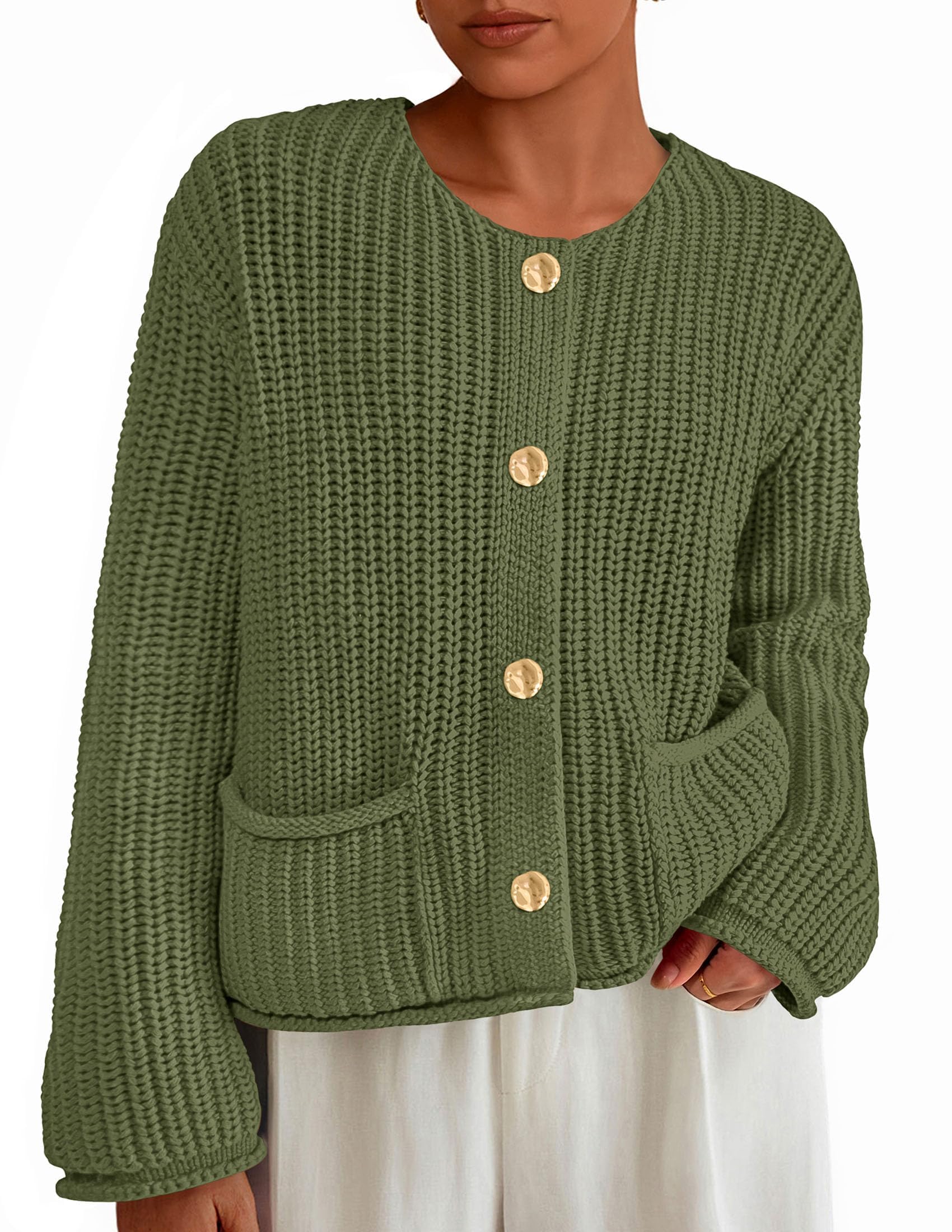 Women Oversized Cardigan Sweaters 2026 Fall Outfits,Army Green