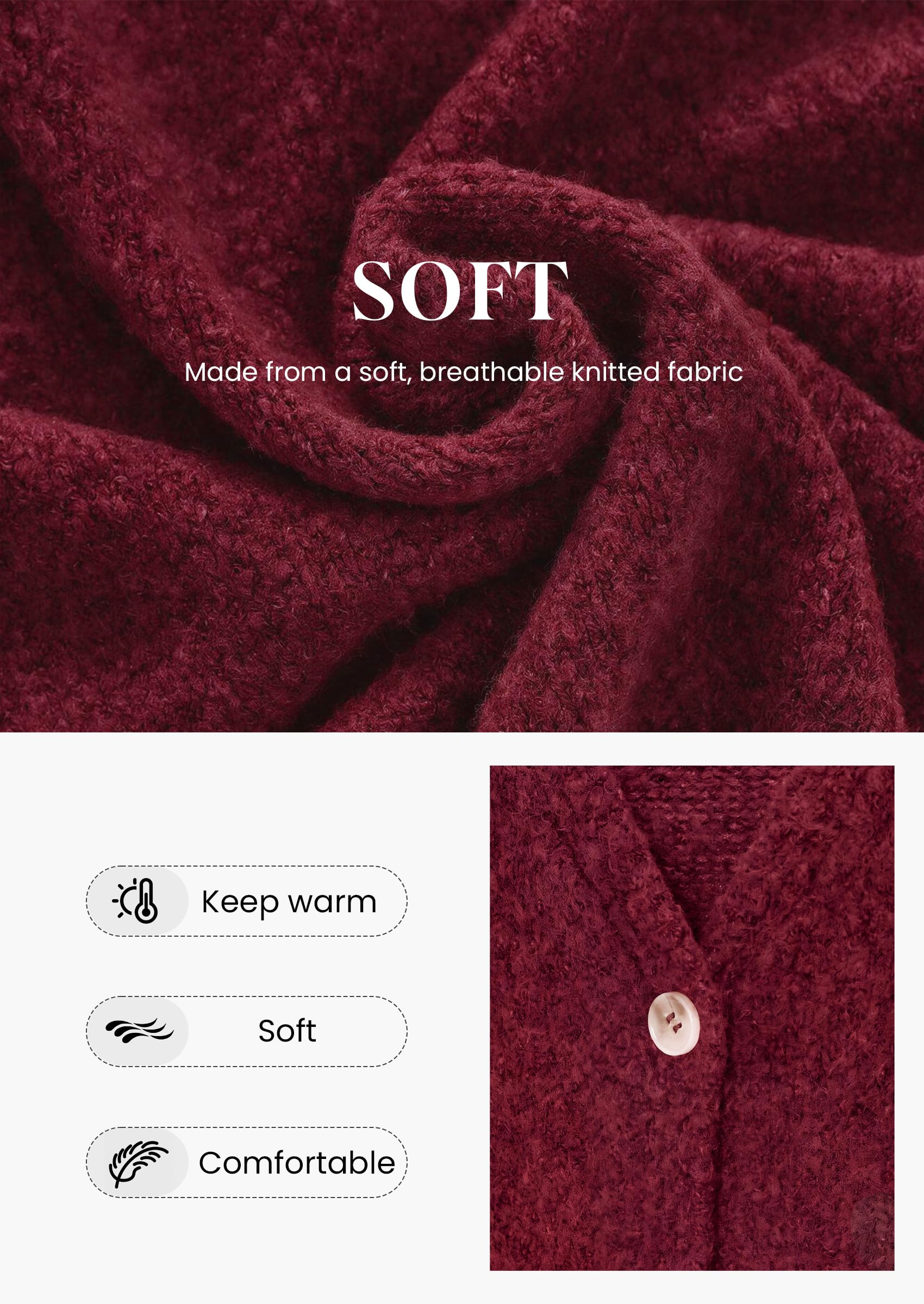 Womens Fall Sleeveless Button Down Sweater Vest,Wine Red,M