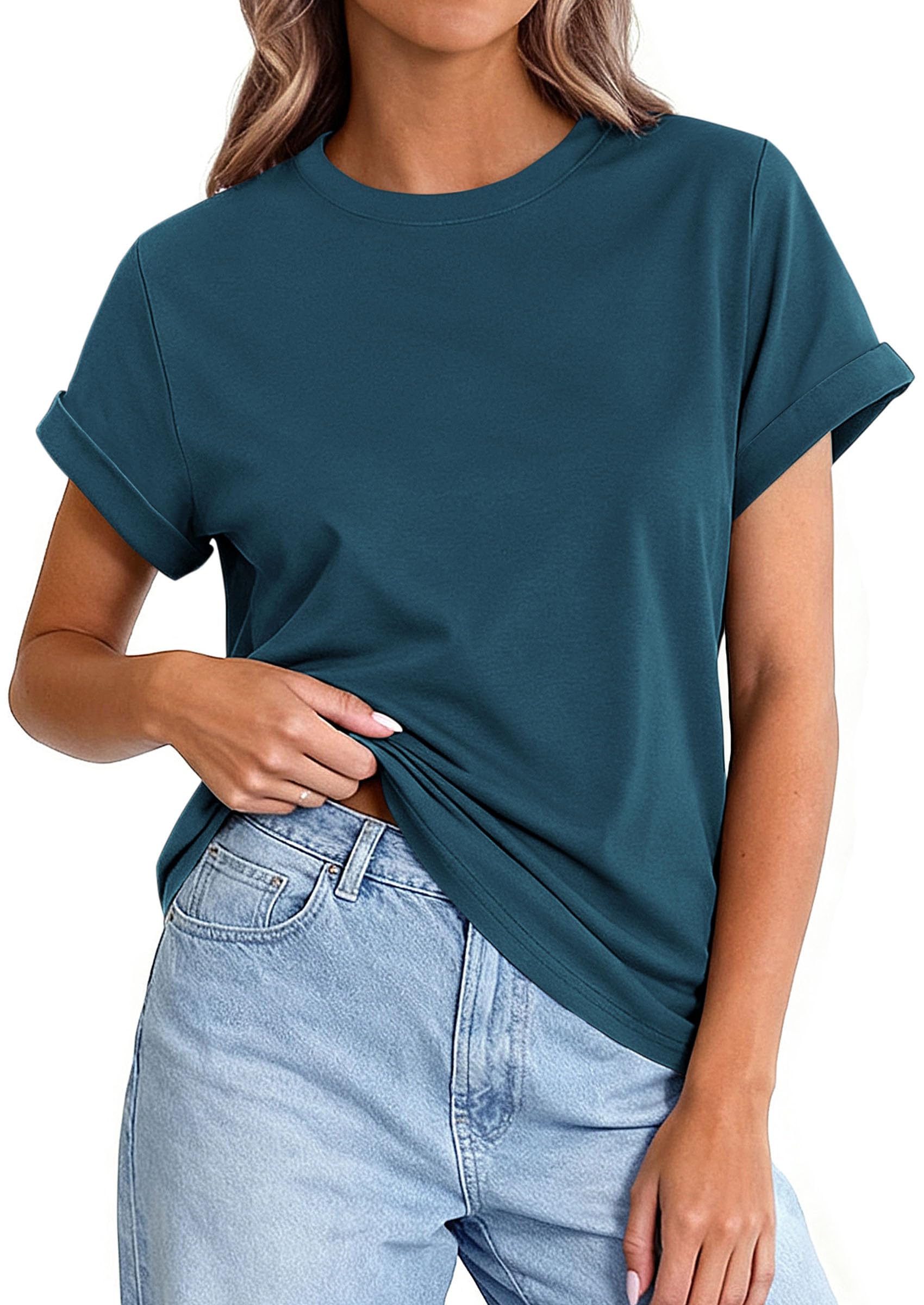 Womens Summer Tops Short Sleeve Shirts,Dark Blue,S