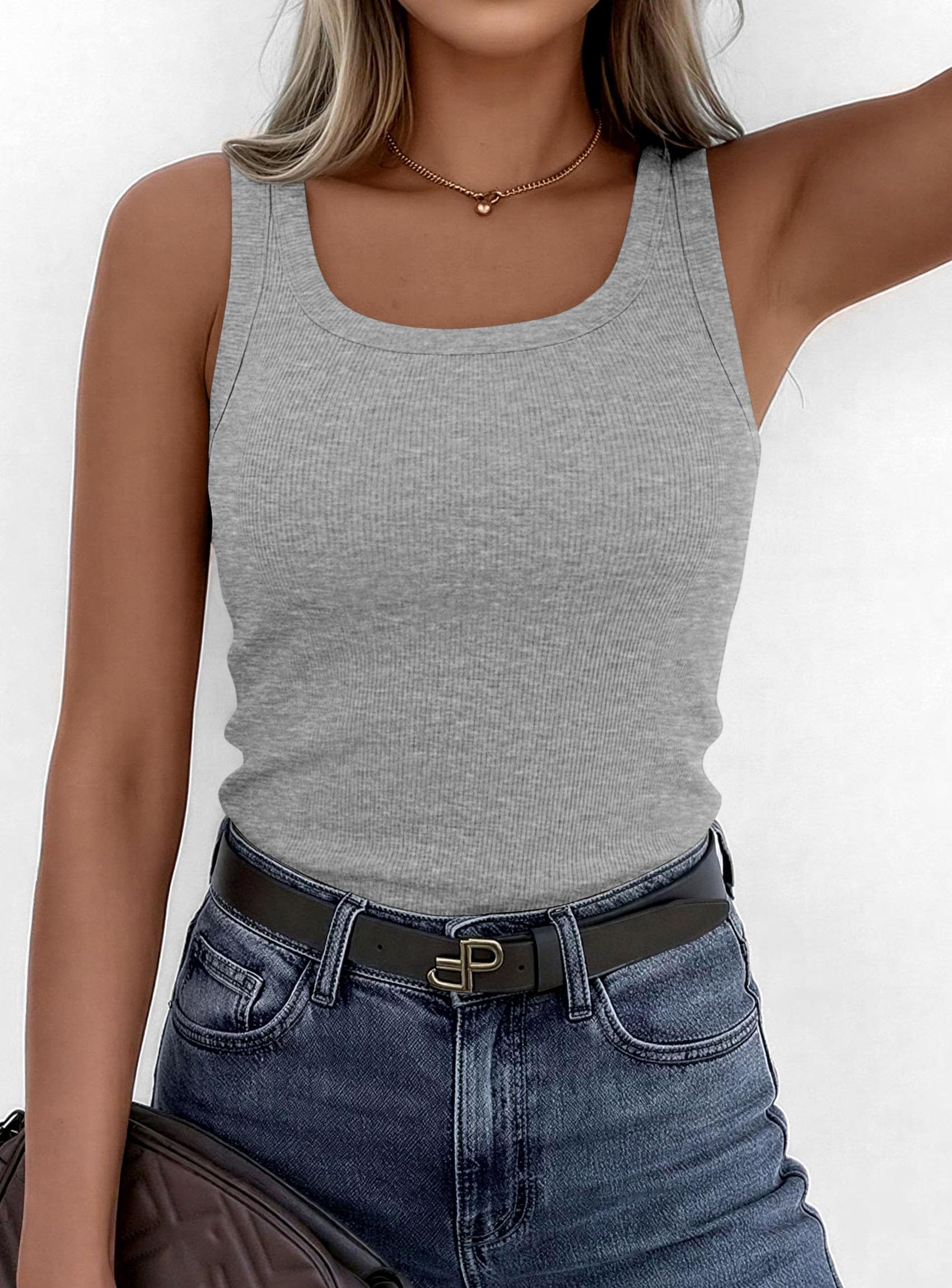 Tank Tops for Women Summer Sleeveless Tops,Grey,XS