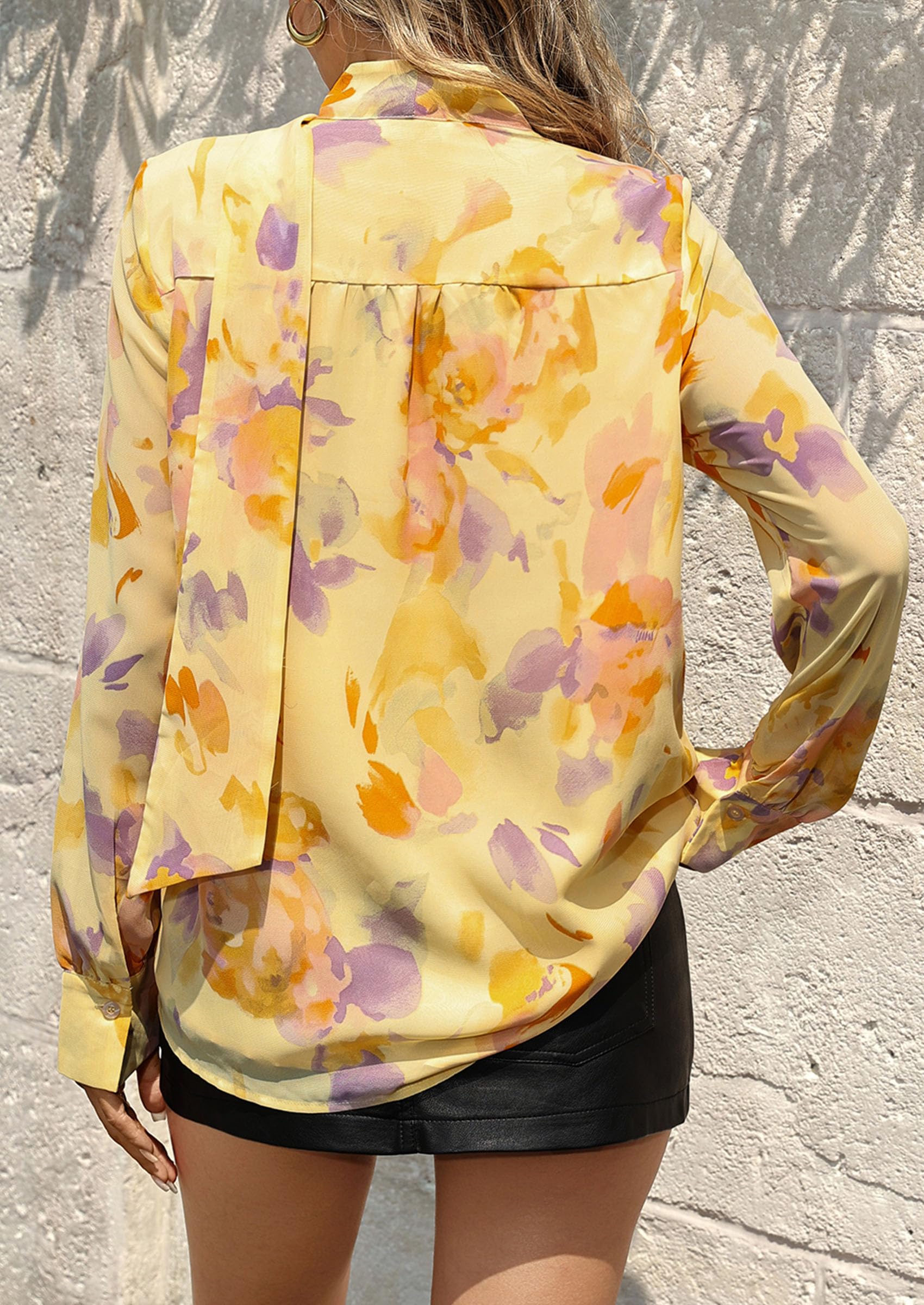Women's Chiffon Boho Blouses Dressy Business Casual Work Tops