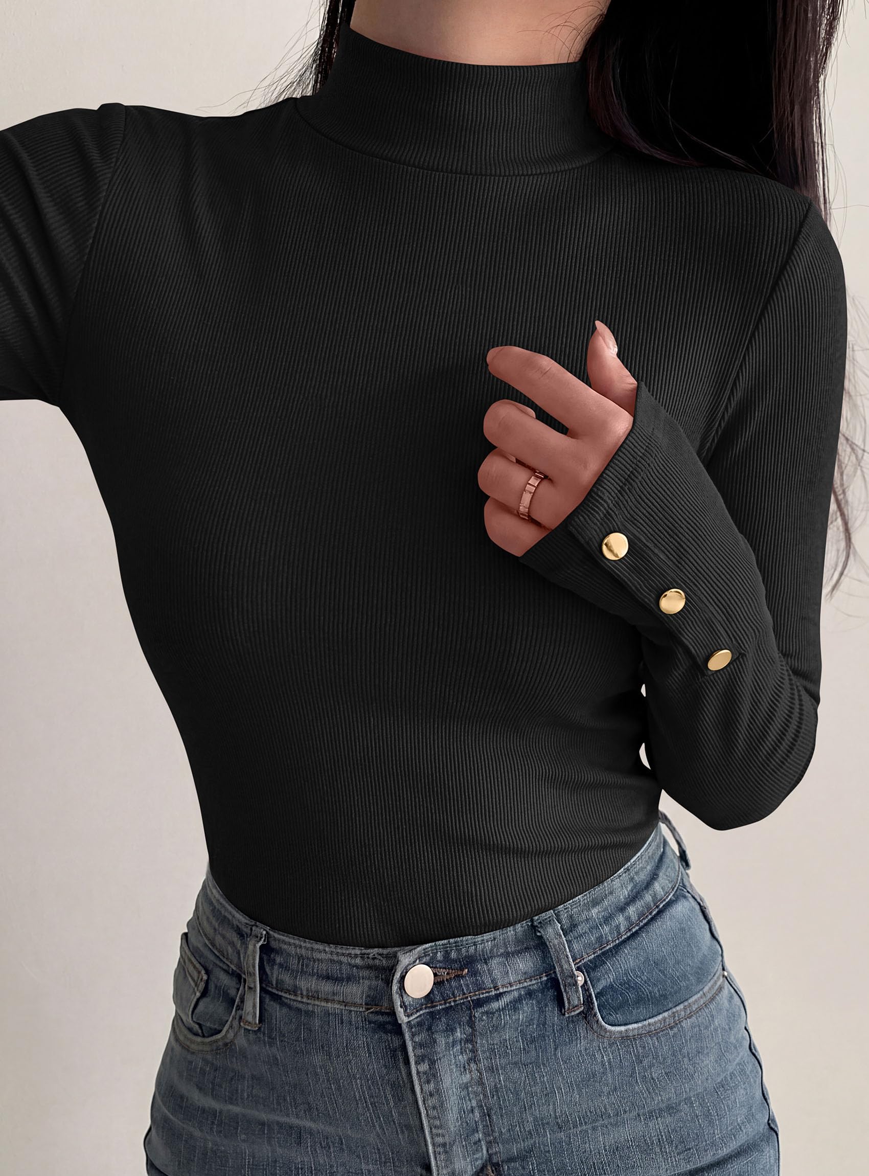 Women's Long Sleeve Shirts Fall Going Out Tops,Black,XS