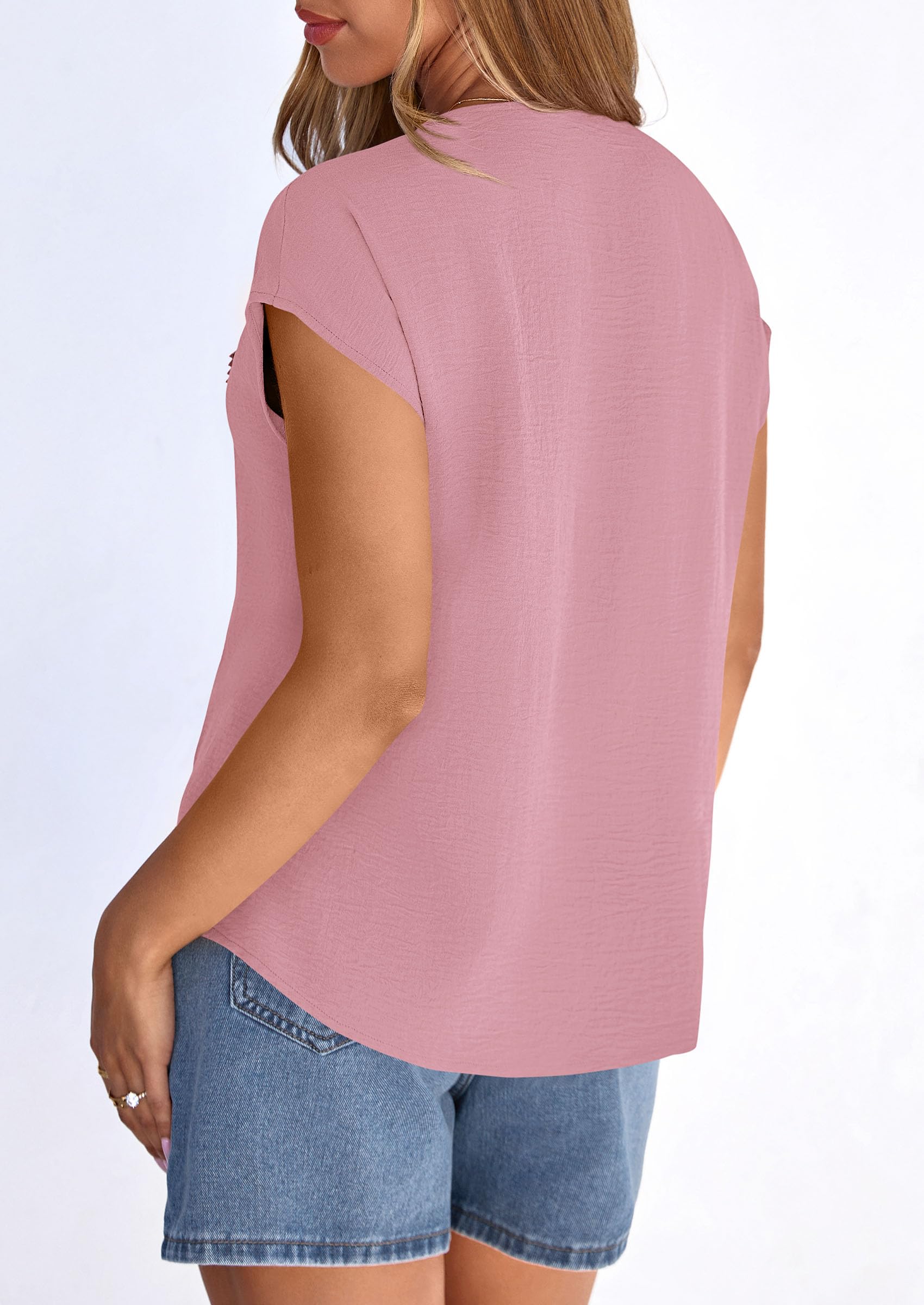 Women's Summer Tops Dressy Casual Blouses,Pink,S