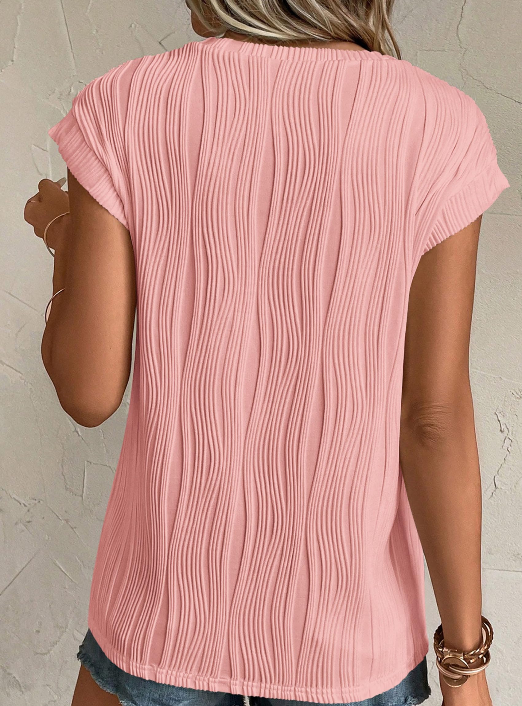 Blouses for Women Dressy Casual Summer Tops, Pink,M