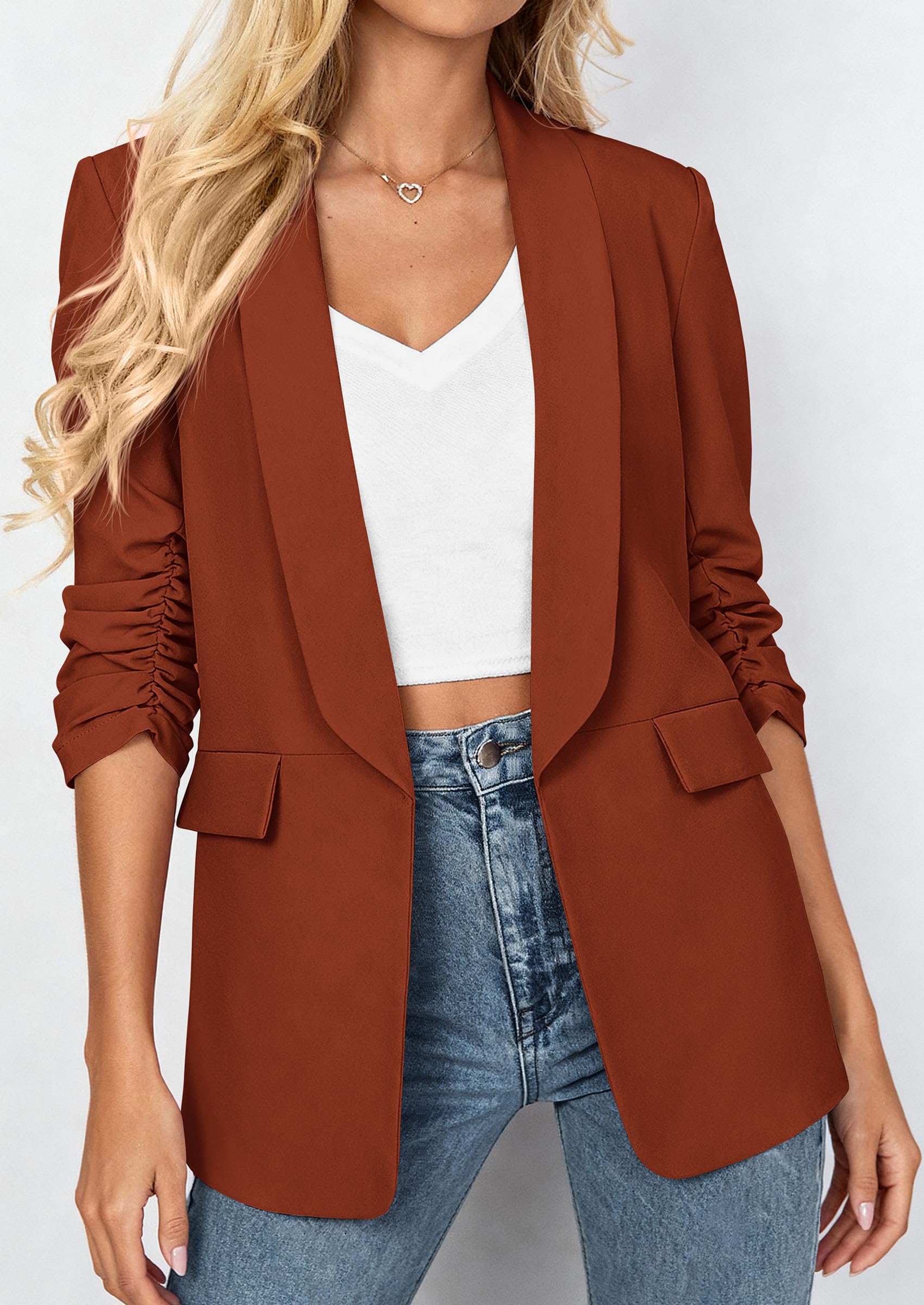 Women's Summer Blazers Business Casual Outfits Rust,XS