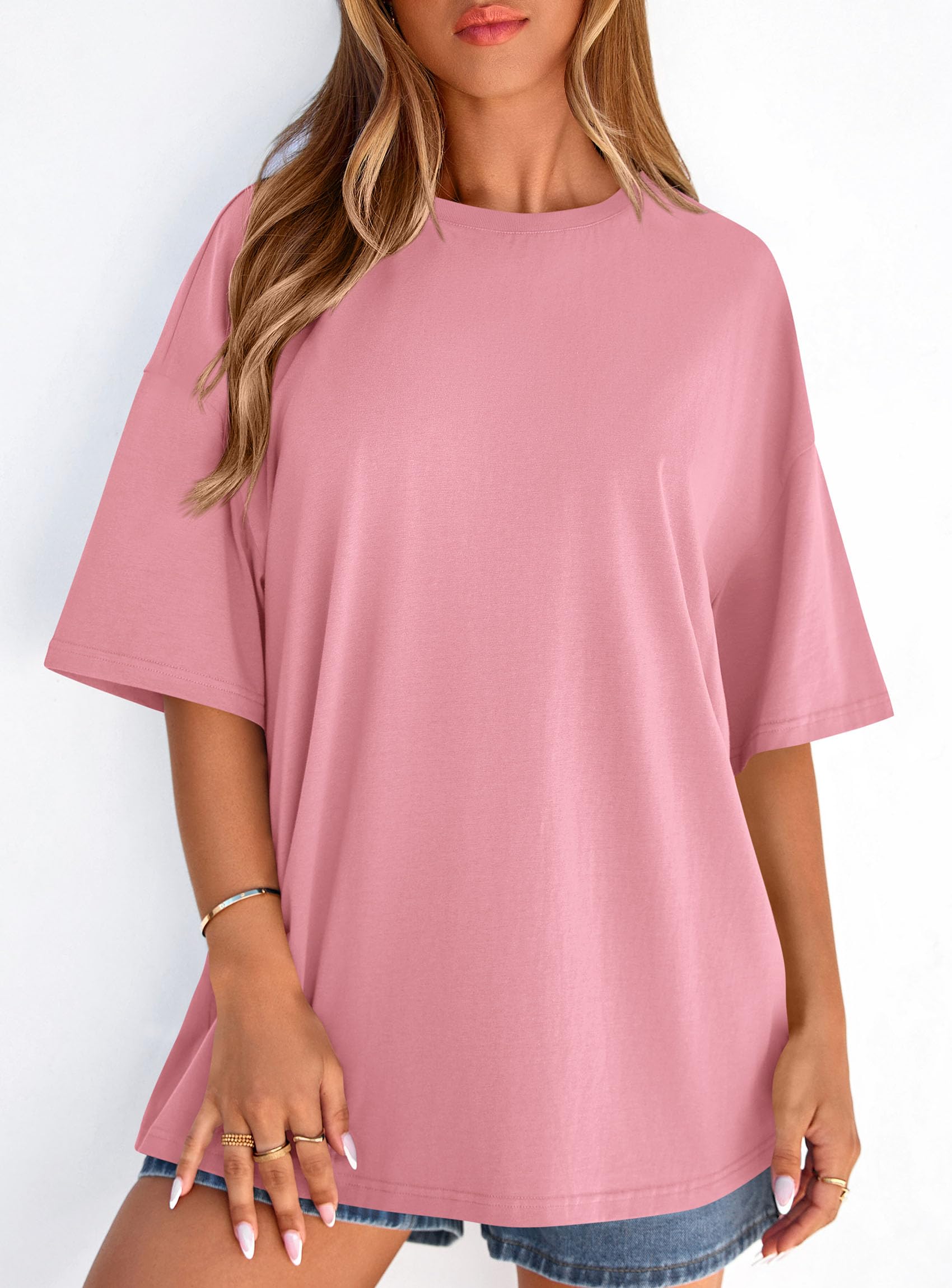 Women's Oversized Tshirts Going Out Tops (Pink,S)