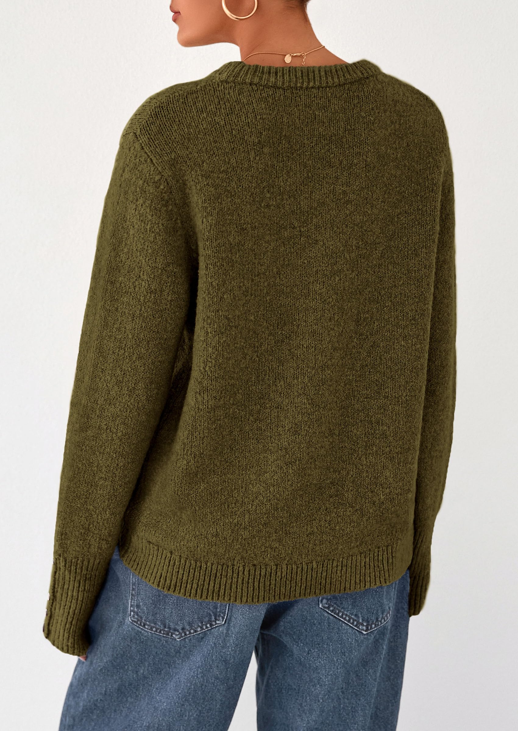Fall Sweaters for Women Cozy Casual Pullover Ribbed Knit Tops