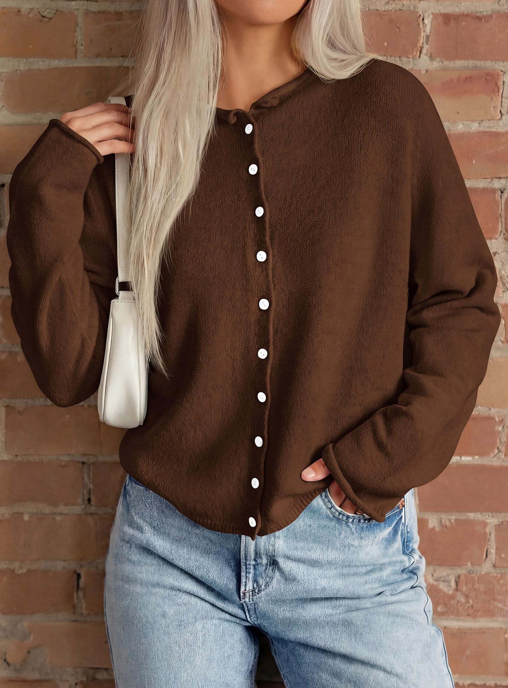 Button Up Cardigan for Women Knit Oversized Fall Sweaters