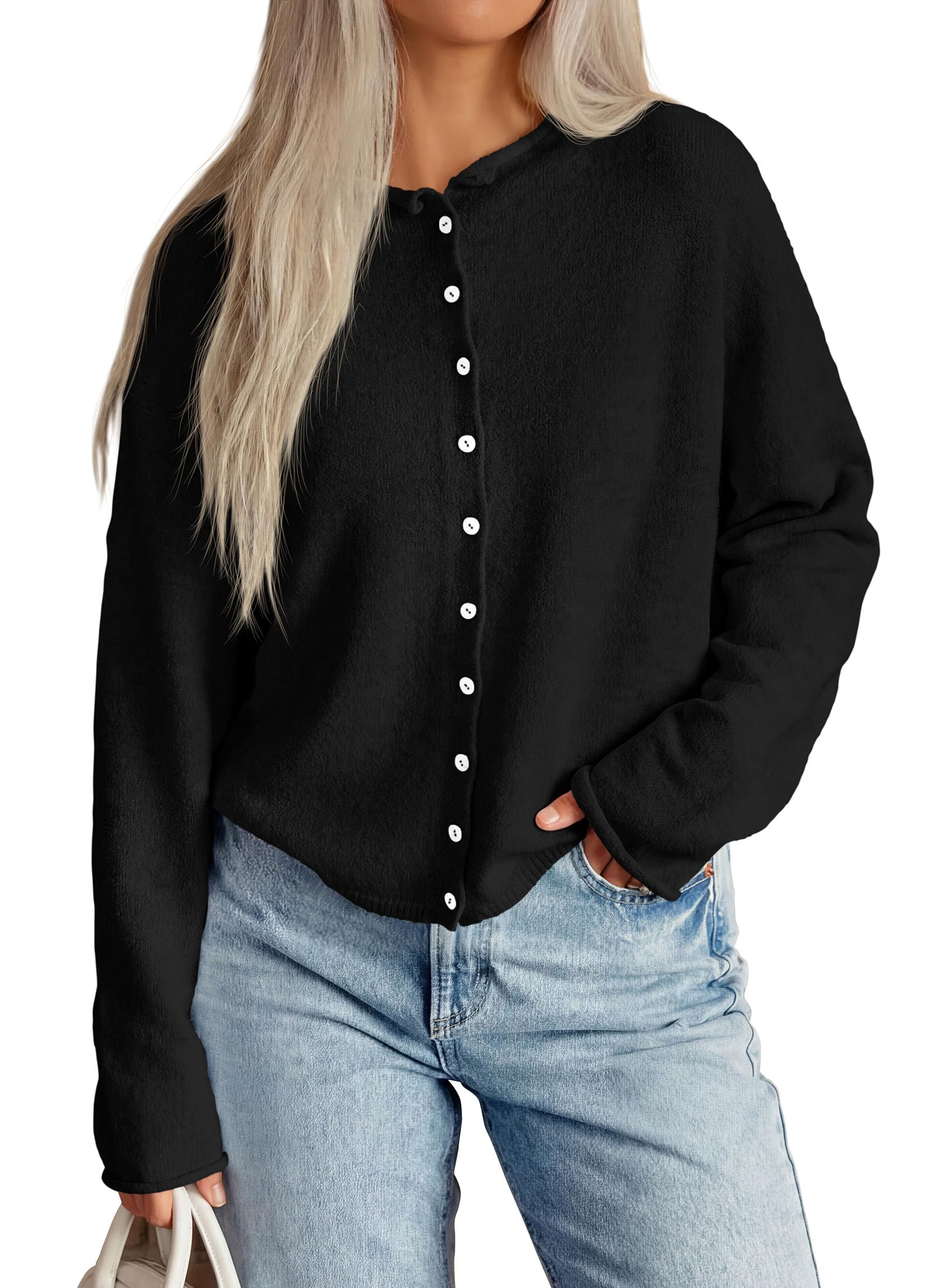 Button Up Cardigan for Women Knit Oversized Fall Sweaters