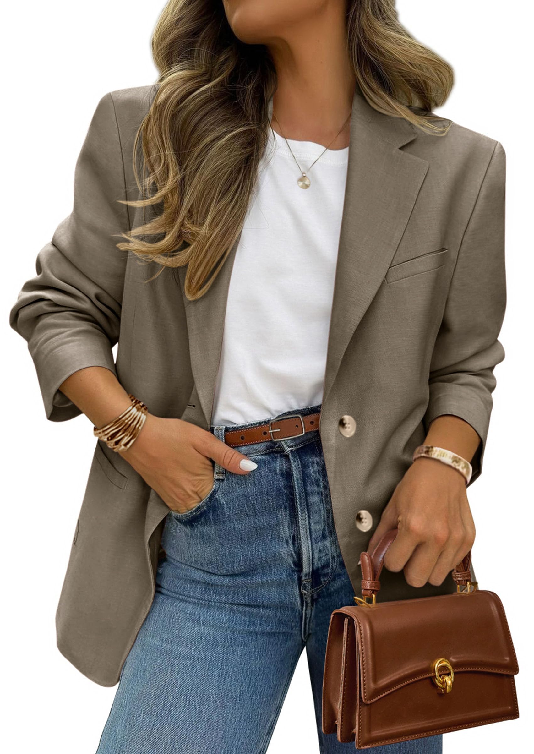2026 Blazers for Women Business Casual,Mocha Brown,XS