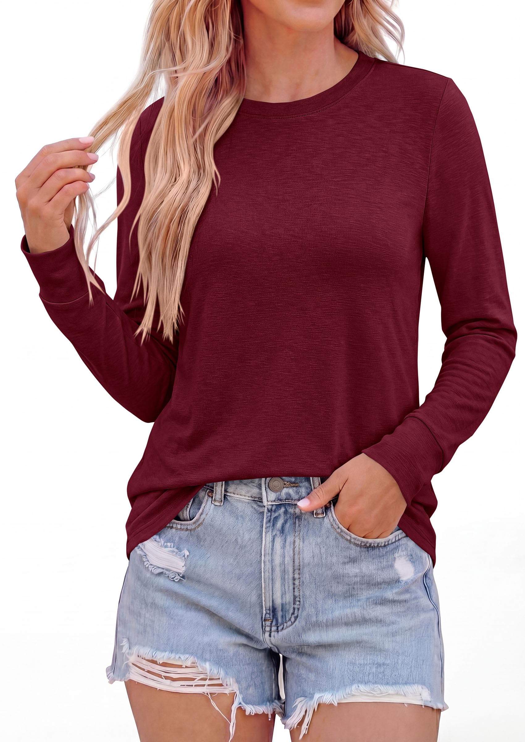 Long Sleeve Tshirts Shirts for Women Basic Casual Fall Tops