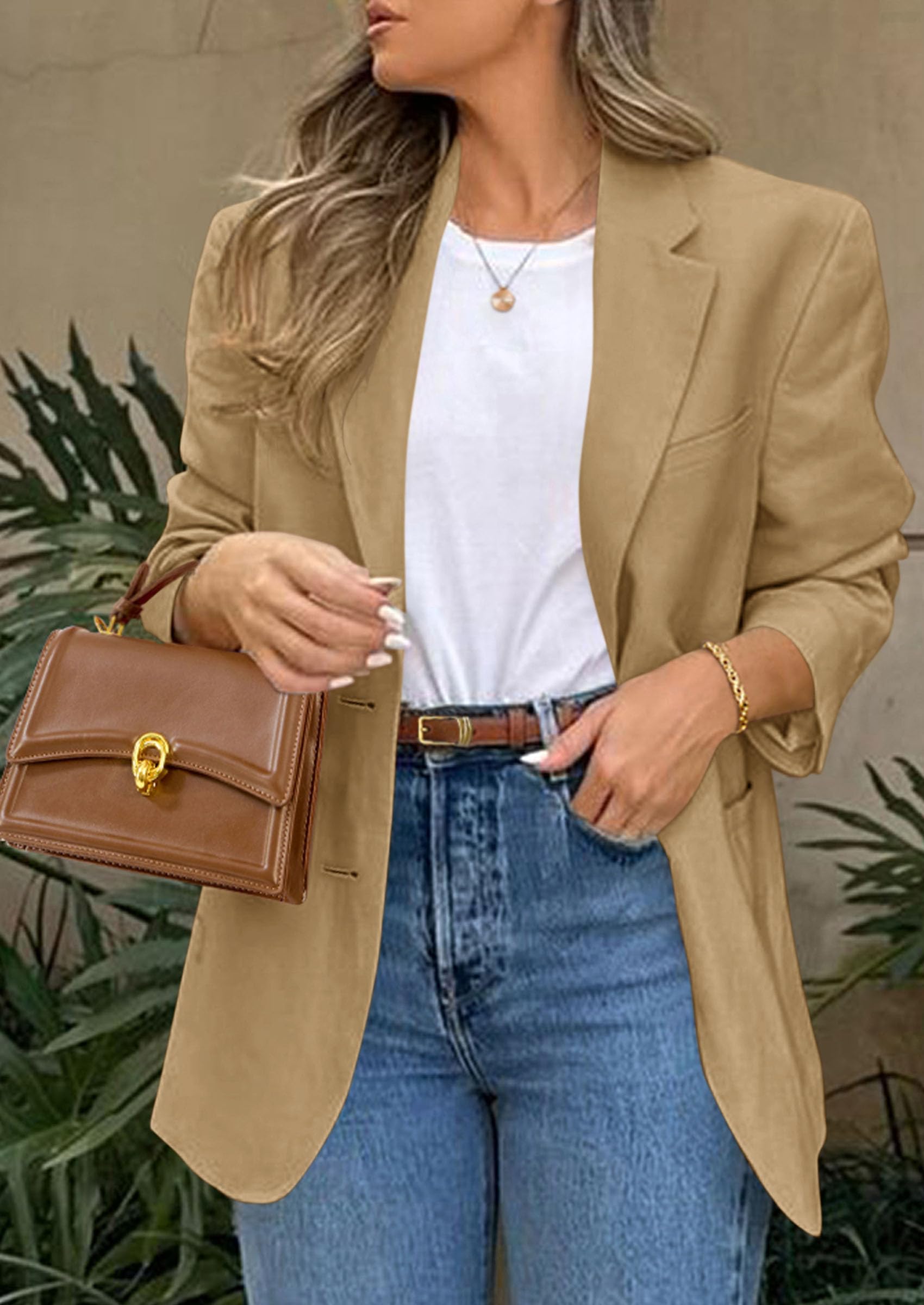2026 Blazers for Women Business Casual,Khaki,XS