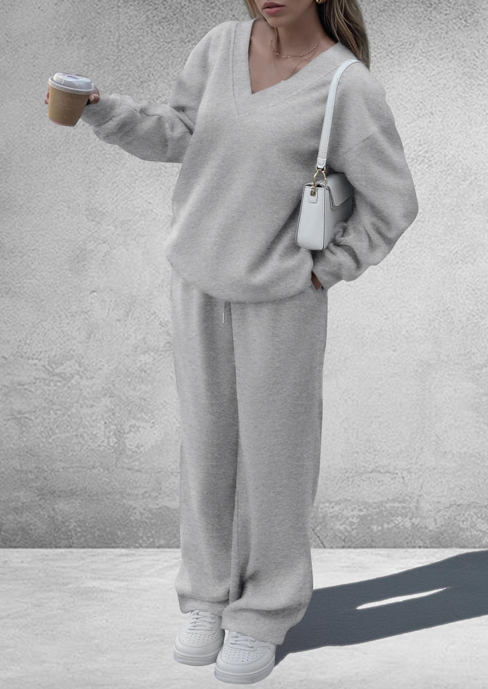 Womens 2 Piece Outfits Fall Sweatsuits,Grey,S
