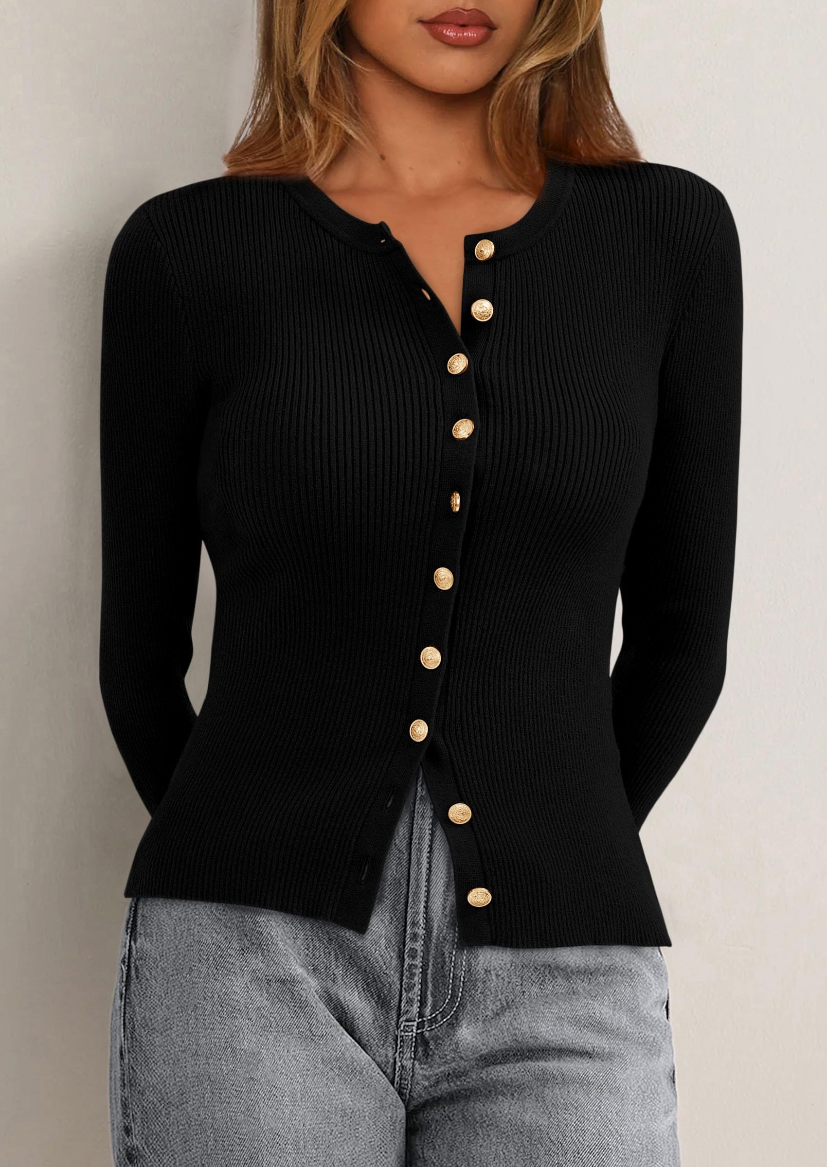 Women's Fall Lightweight Cardigan Sweaters,Black,S