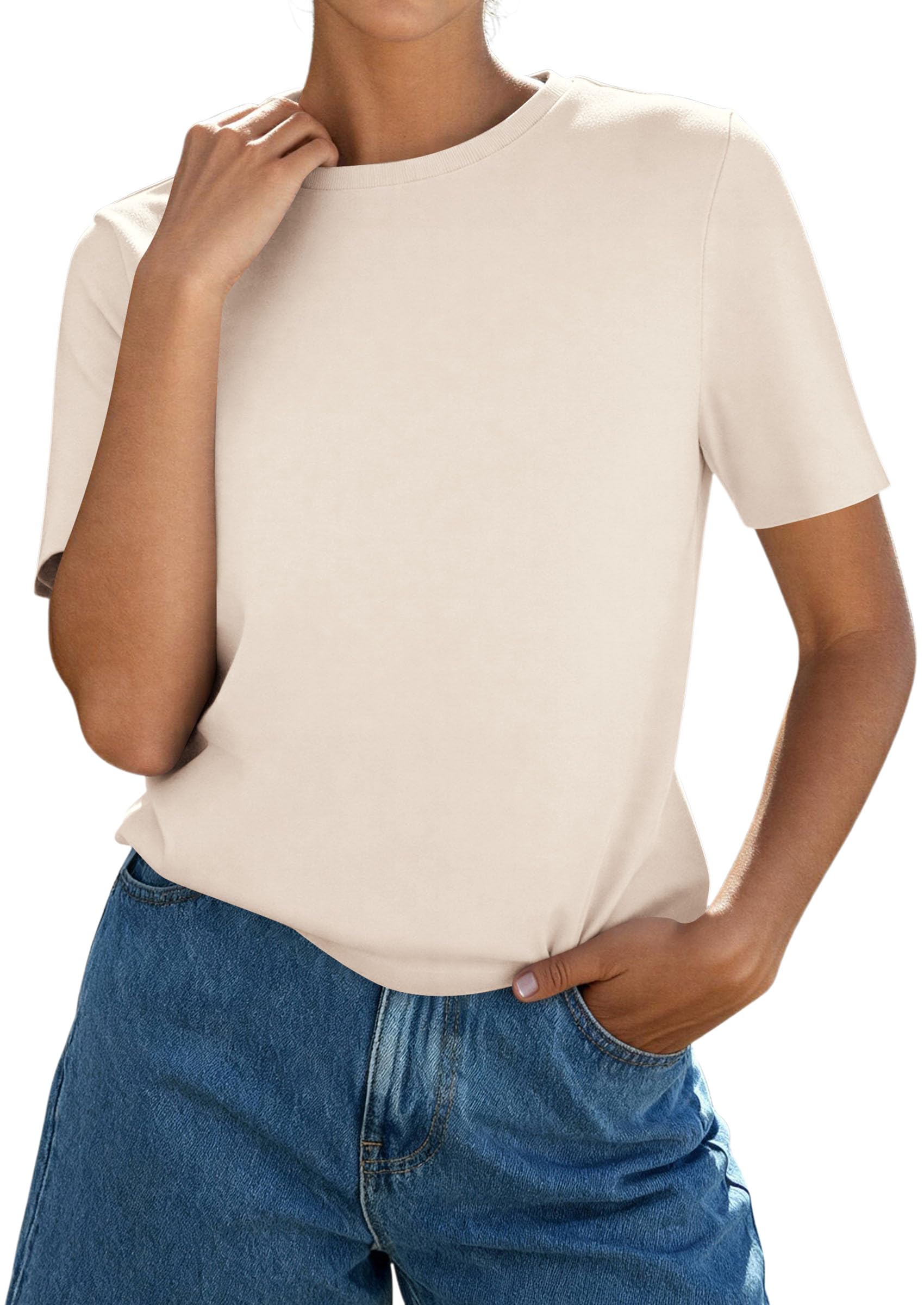 Women's Short Sleeve Cotton Tops Summer Casual T-Shirt 2026