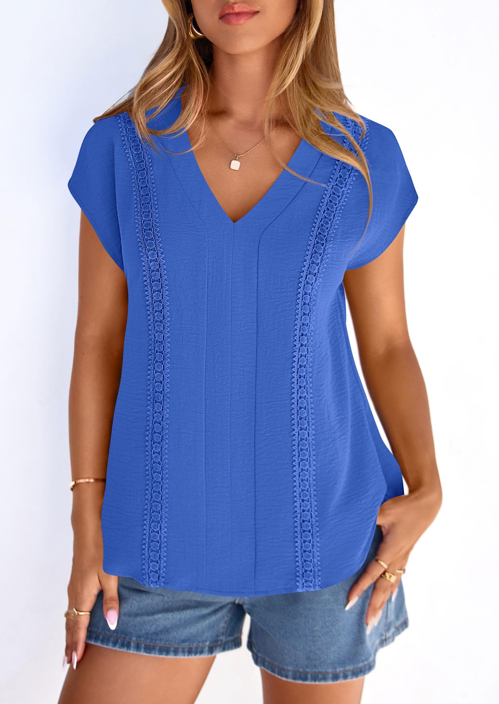 Women's Summer Tops Dressy Casual Blouses,Blue,S
