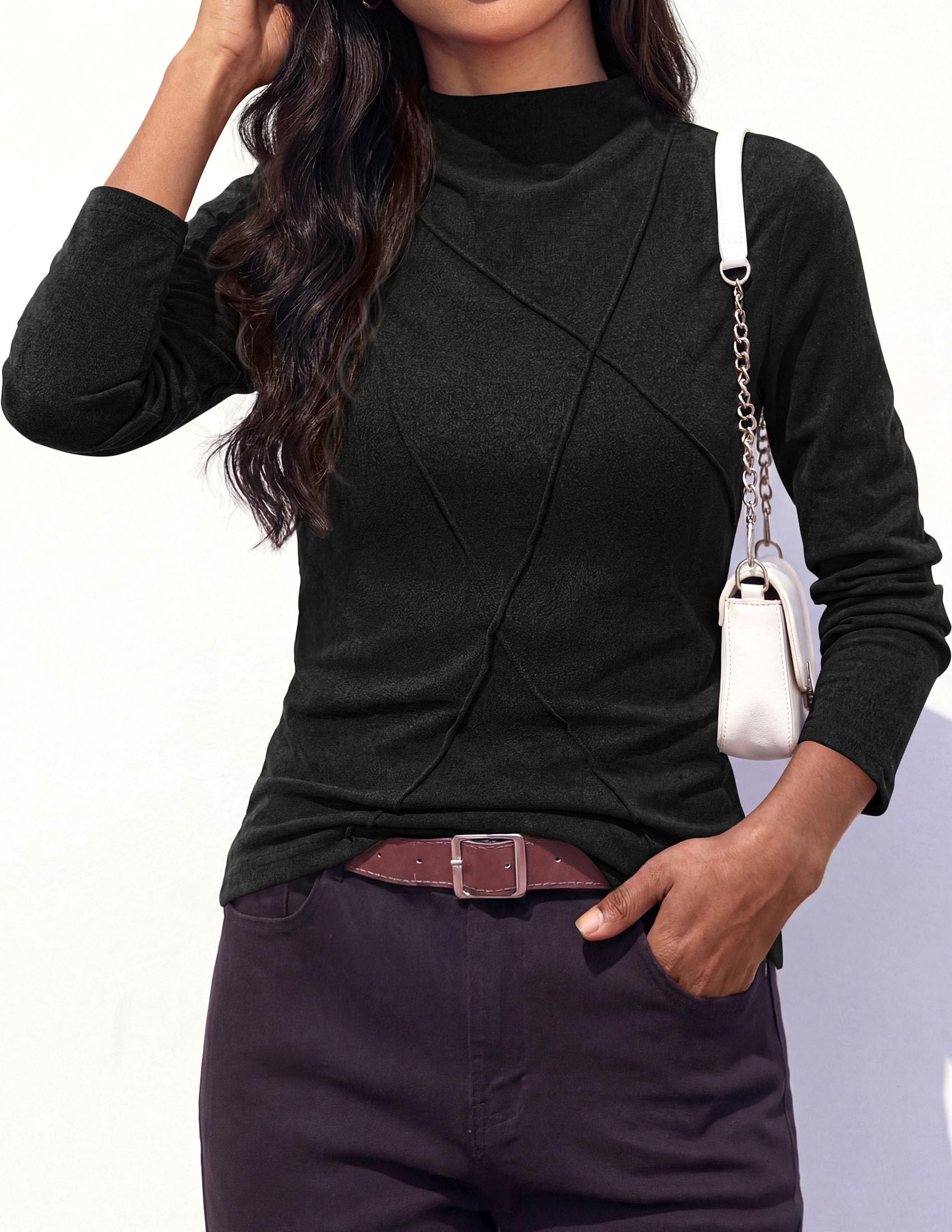 Women's Mock Neck Long Sleeve Shirts Underscrub Fall Tops