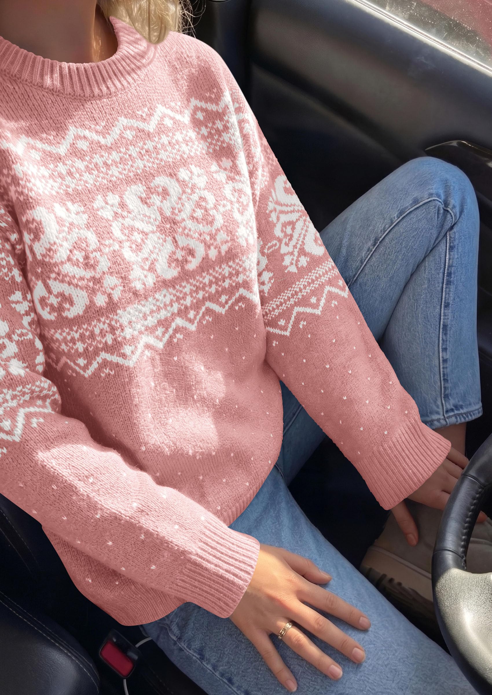 Sweaters for Women Fair Isle Oversized Pullover Fall Outfits