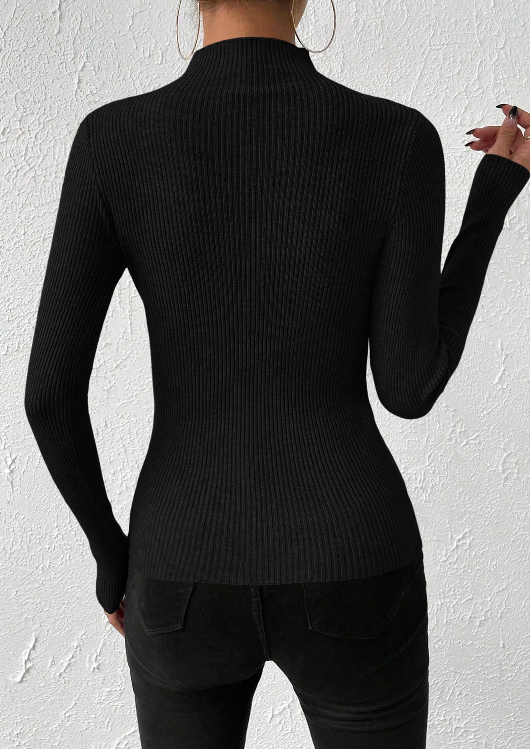 Women's Mock Turtleneck Lightweight Sweaters Fall Knit Tshirts