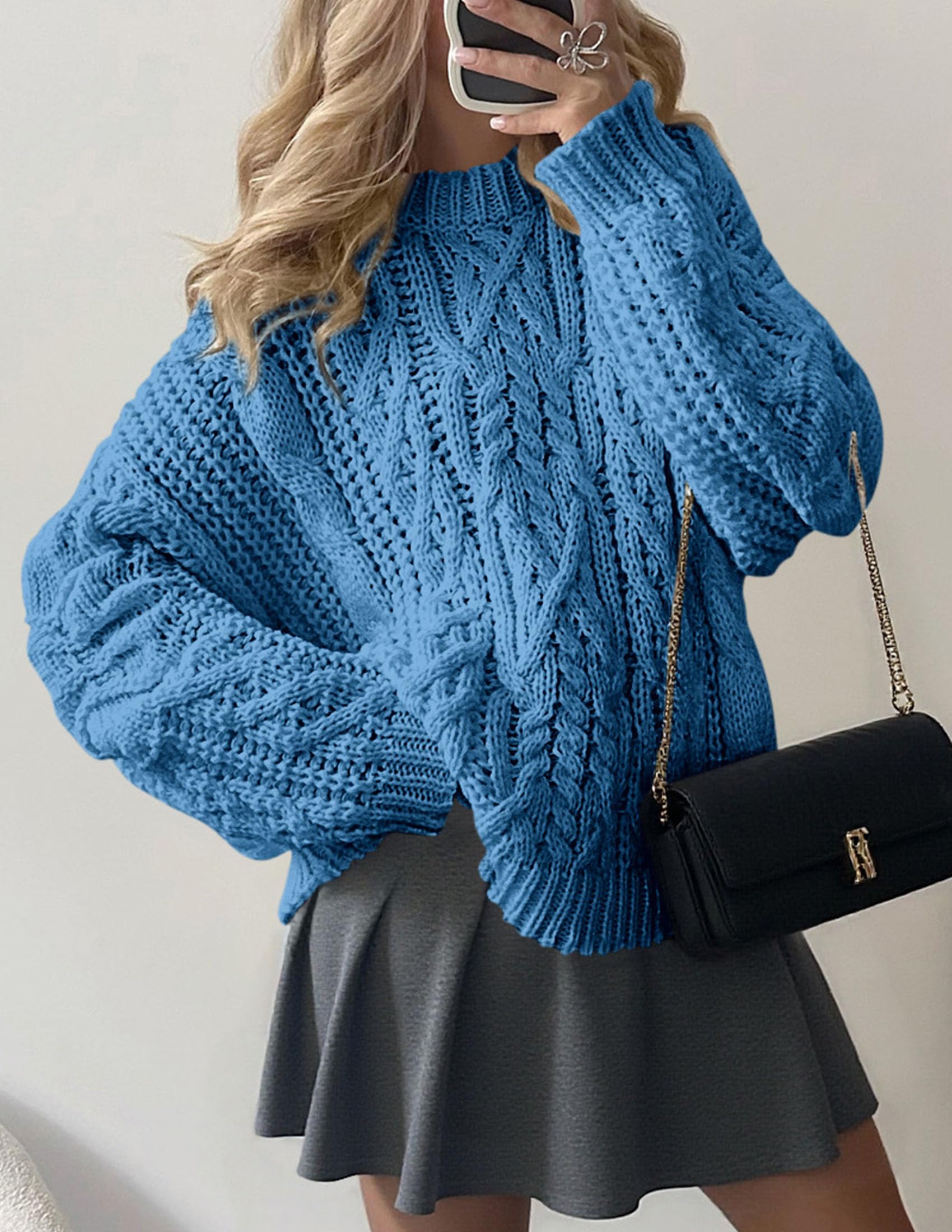 Womens Oversized Fall Sweaters Chunky Cable Knit Pullover Tops
