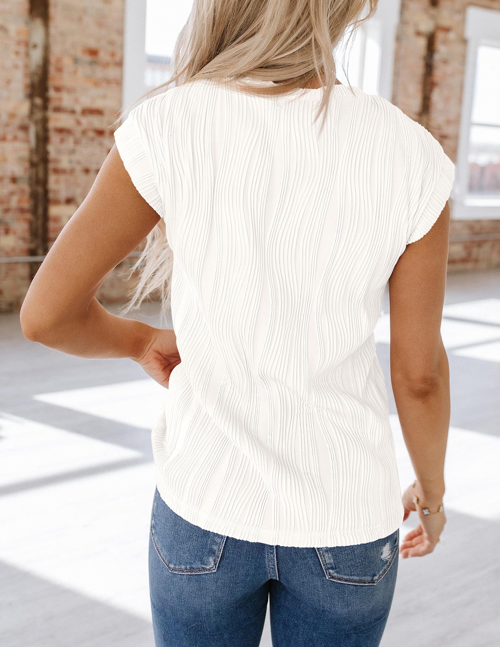 Blouses for Women Dressy Casual Summer Tops, White,S