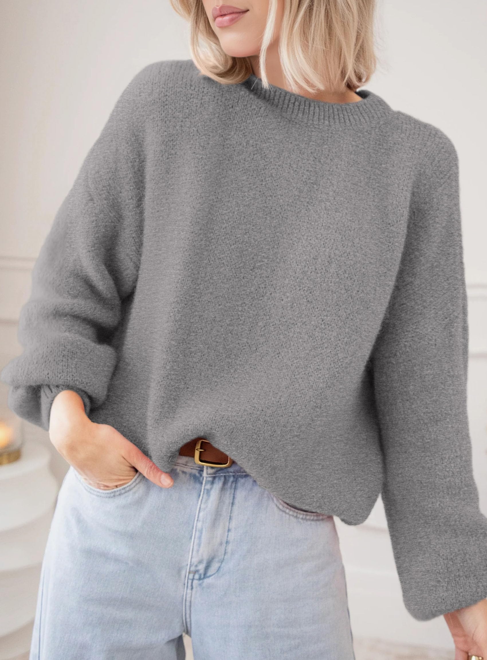 Women's Fall Oversized Holiday Sweaters (Grey,S)