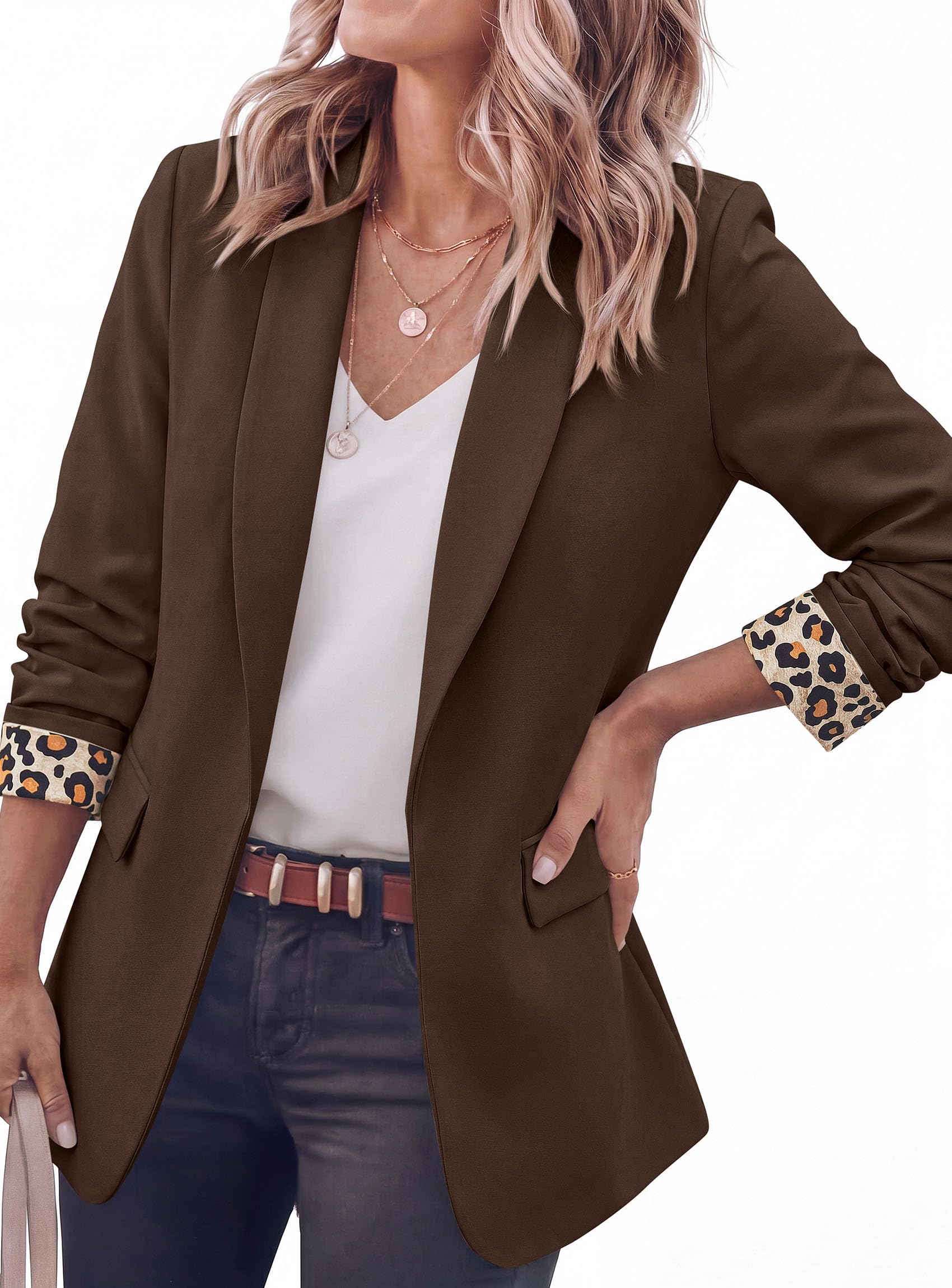 Blazers for Women Business Casual Open Front Lapel Suit Jacket