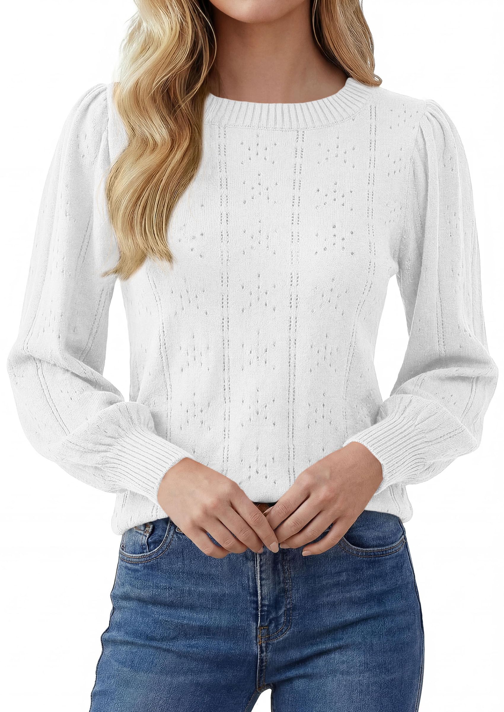 Women Fall Fashion Hollow Out Holiday Sweaters White,S