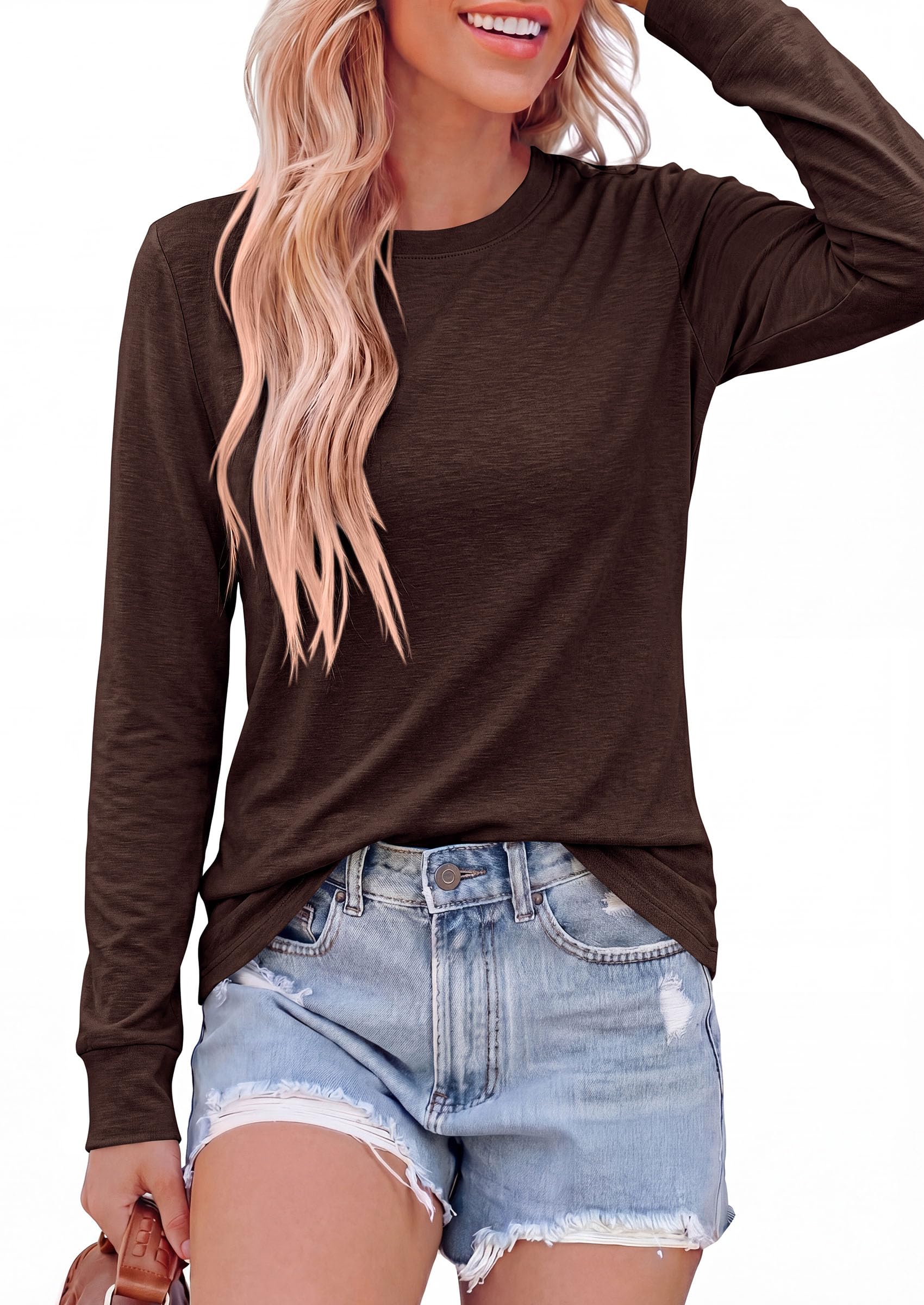 Long Sleeve Tshirts Shirts for Women Basic Casual Fall Tops