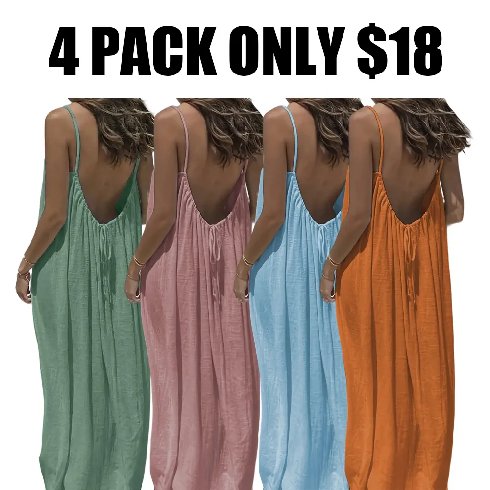 Lady's summer halter-neck backless dress