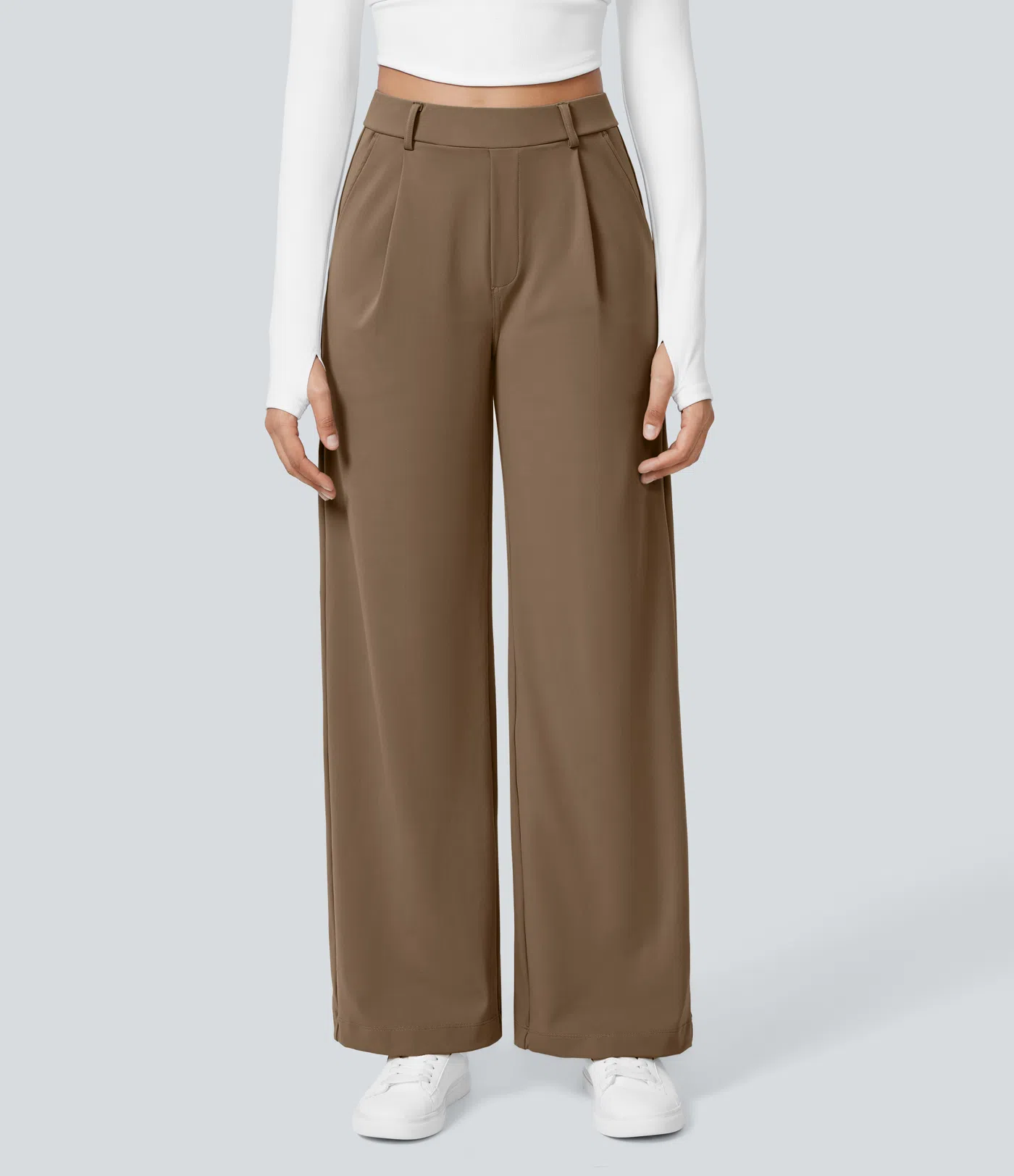 ⏰Big Spring Sale!High Waisted Side Pocket Straight Leg Work Pants