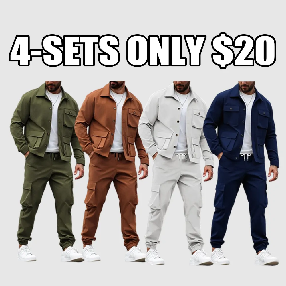 Men's Solid 2-Piece Button-Front Jacket & Pants Set