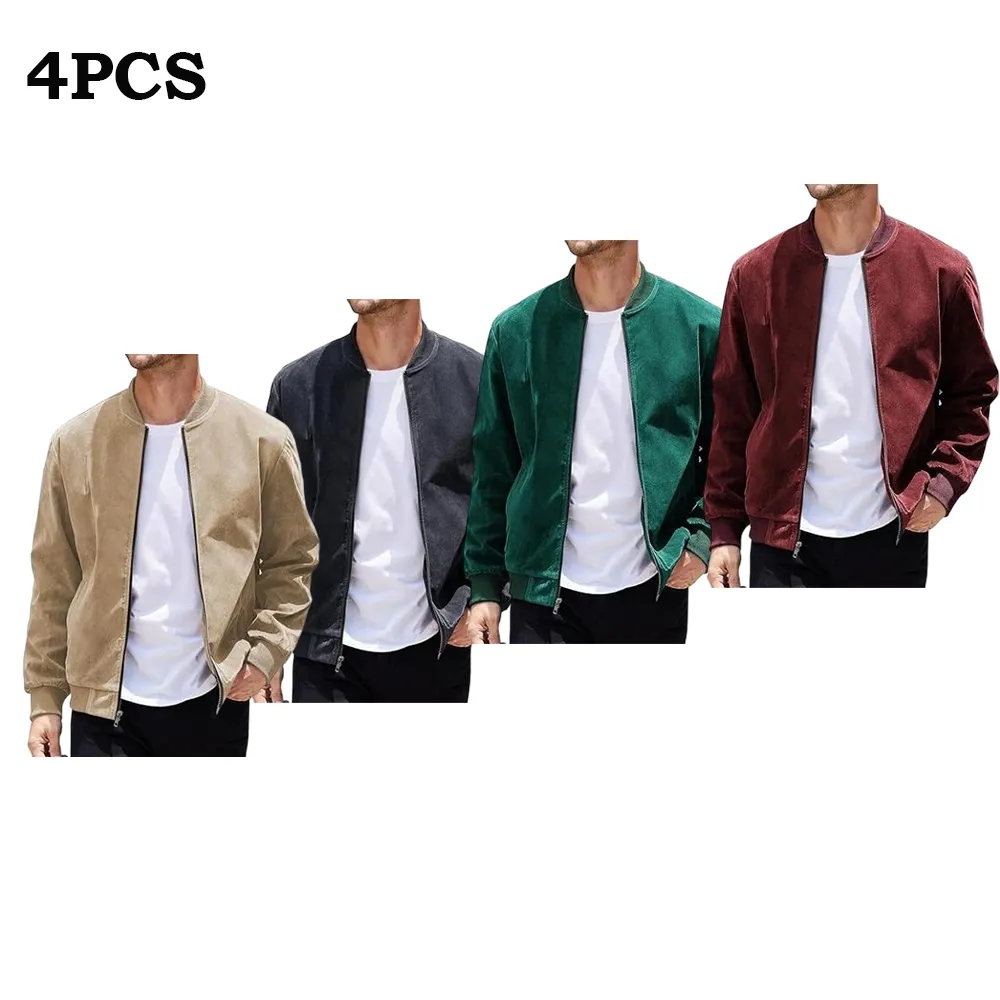 Men’s Classic Thin Casual Jacket: Stretchy Faux Suede (Lightweight, Retro, Soft)