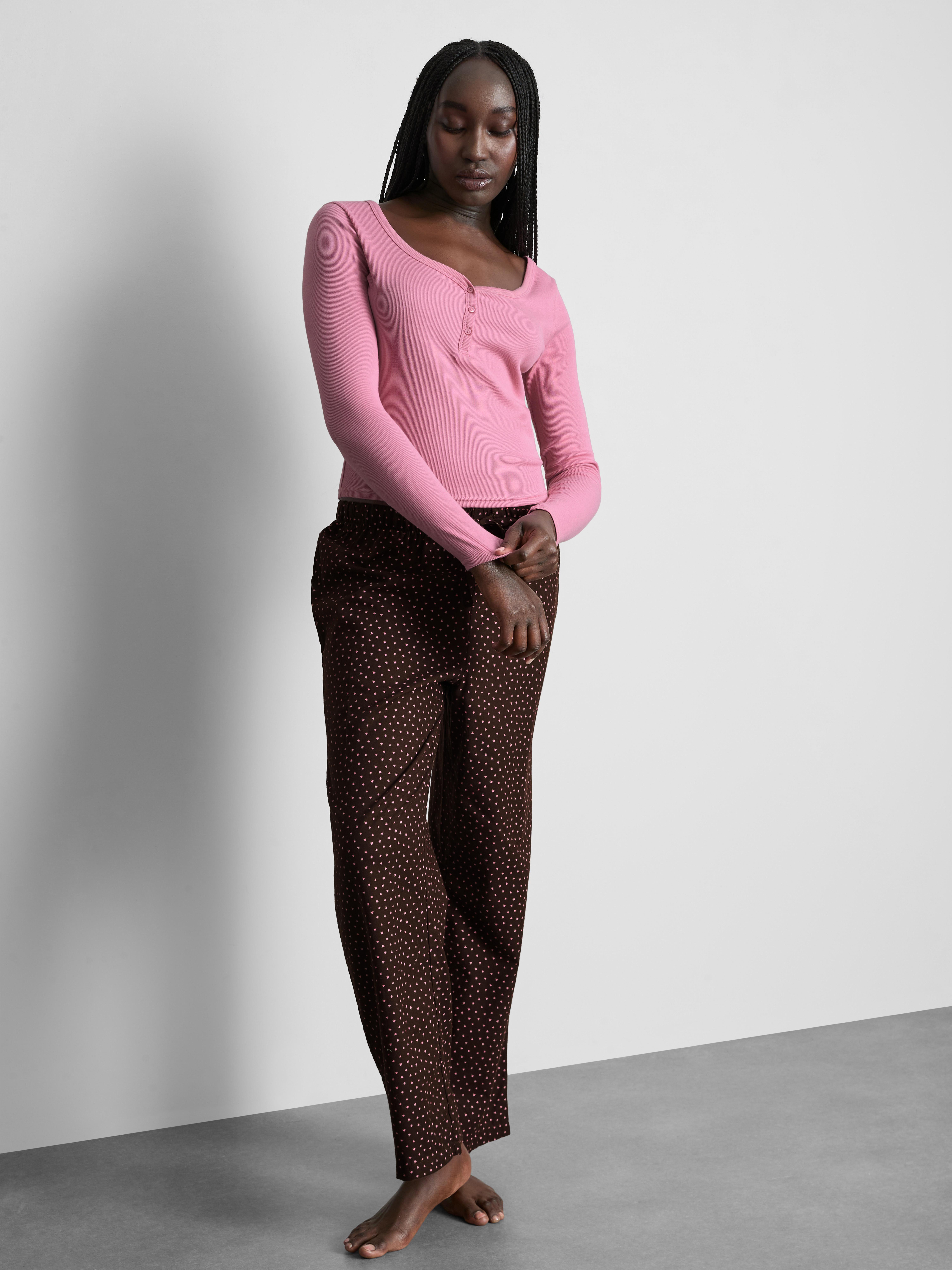 Cotton Henley Flannel Pajamas