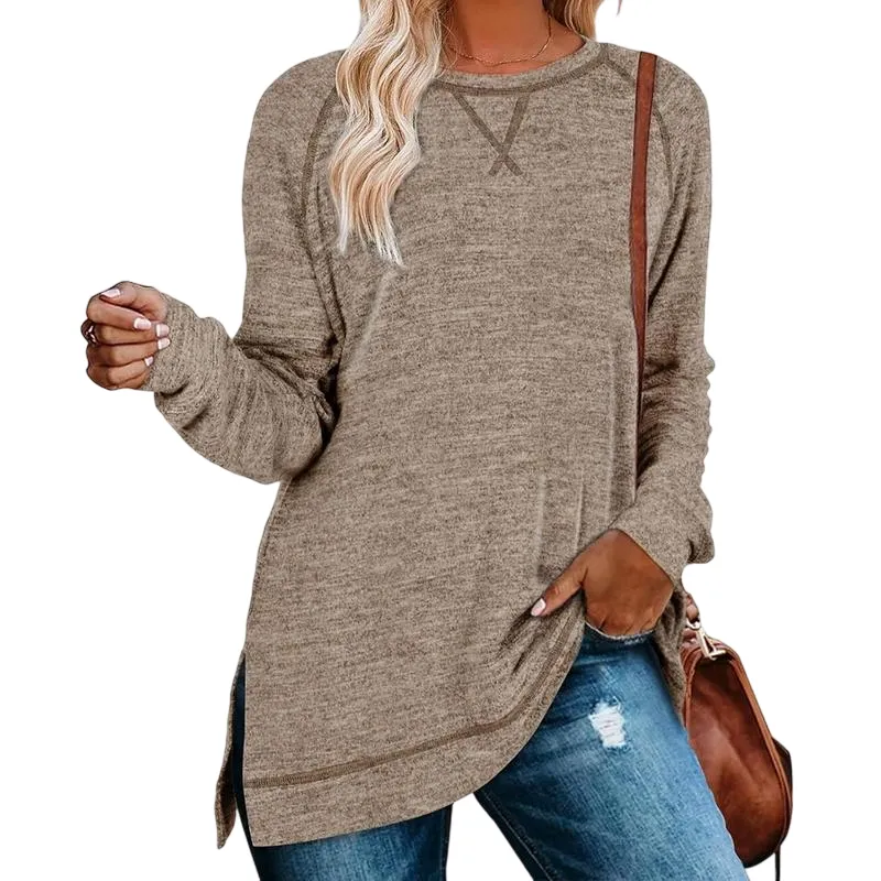 Women's belted top, long-sleeved shirt