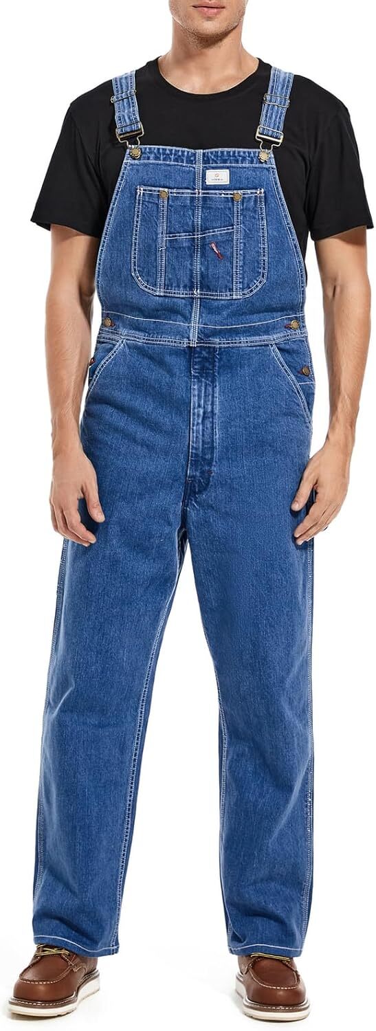 🔥Last Day Promotion🔥Men's Denim Bib Overalls, Workwear with Adjustable Straps and Convenient Tool Pockets