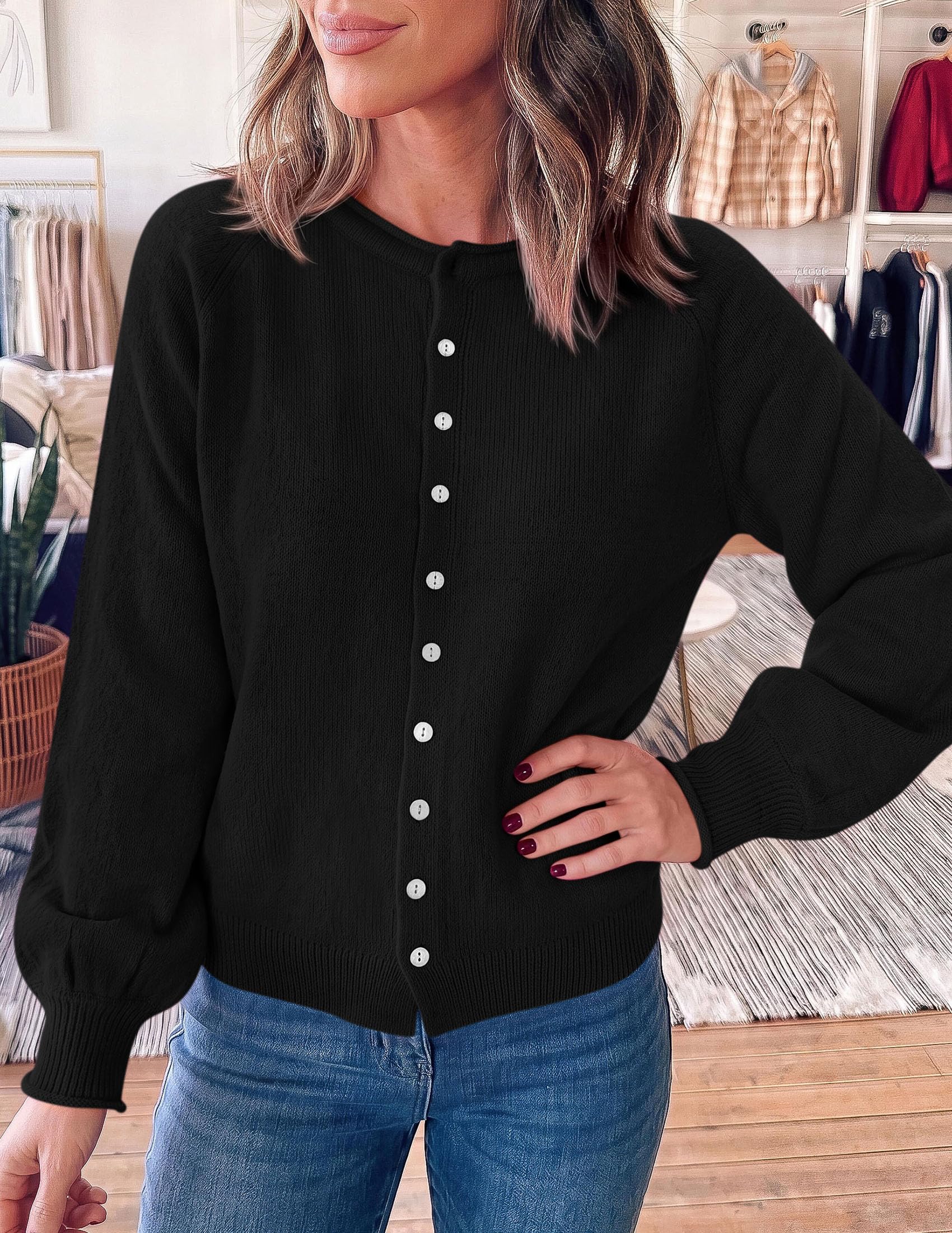 Women's Knit Button Up Cardigan Fall Lightweight Cozy Sweaters