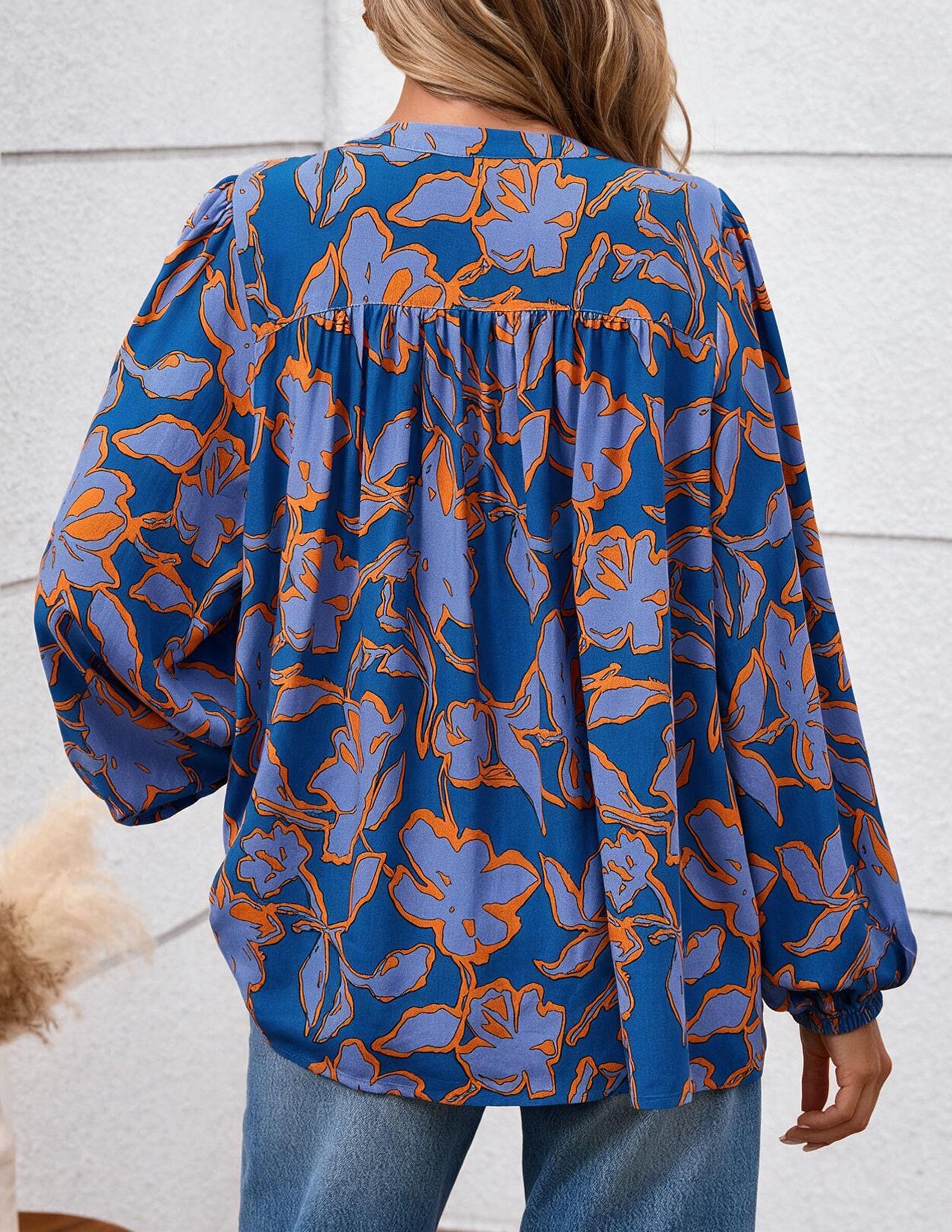 Women's Boho Tops Fall Long Sleeve Button Down Floral Blouses