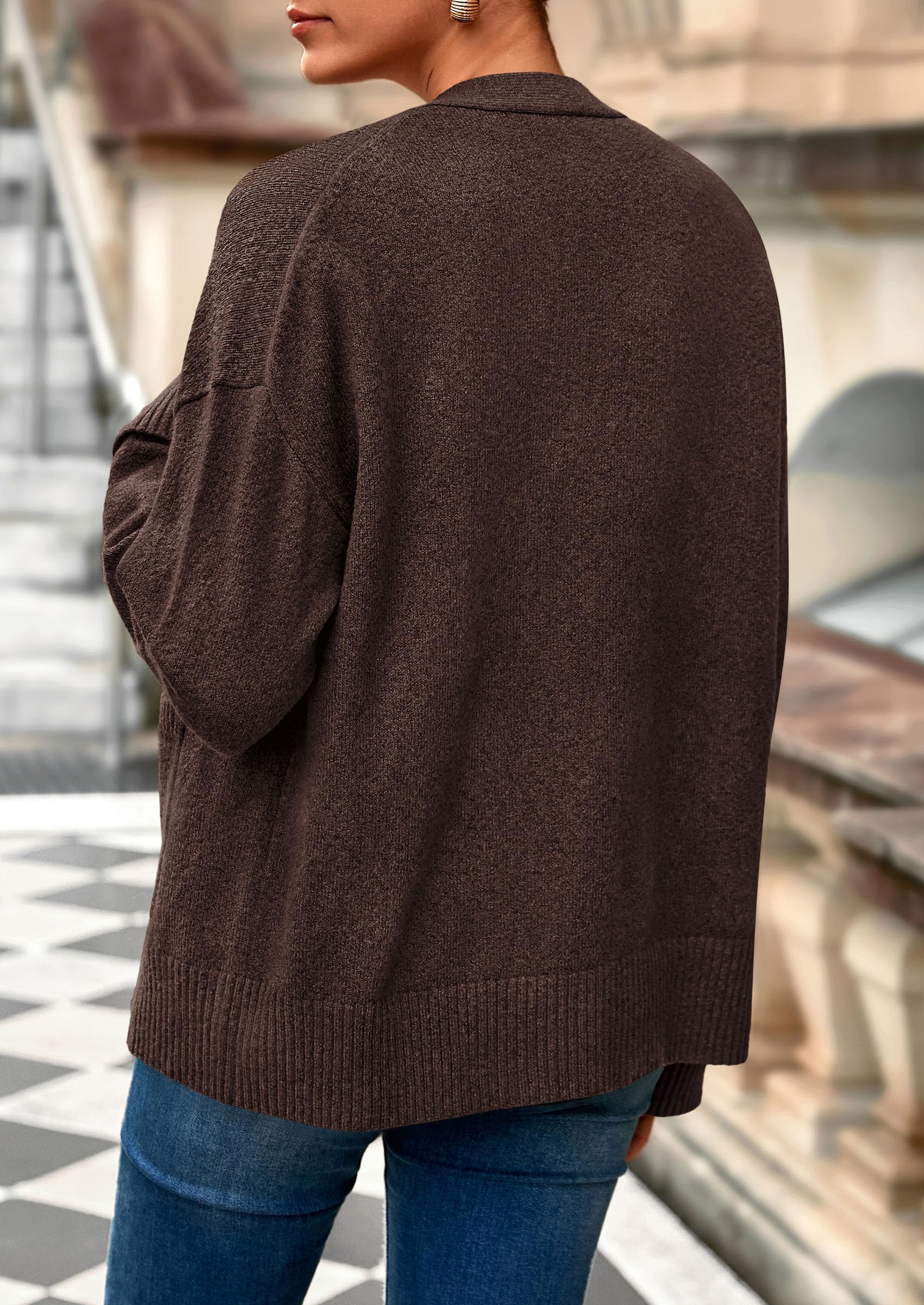 Women's Winter Oversized Cardigan Sweaters (Brown,S)