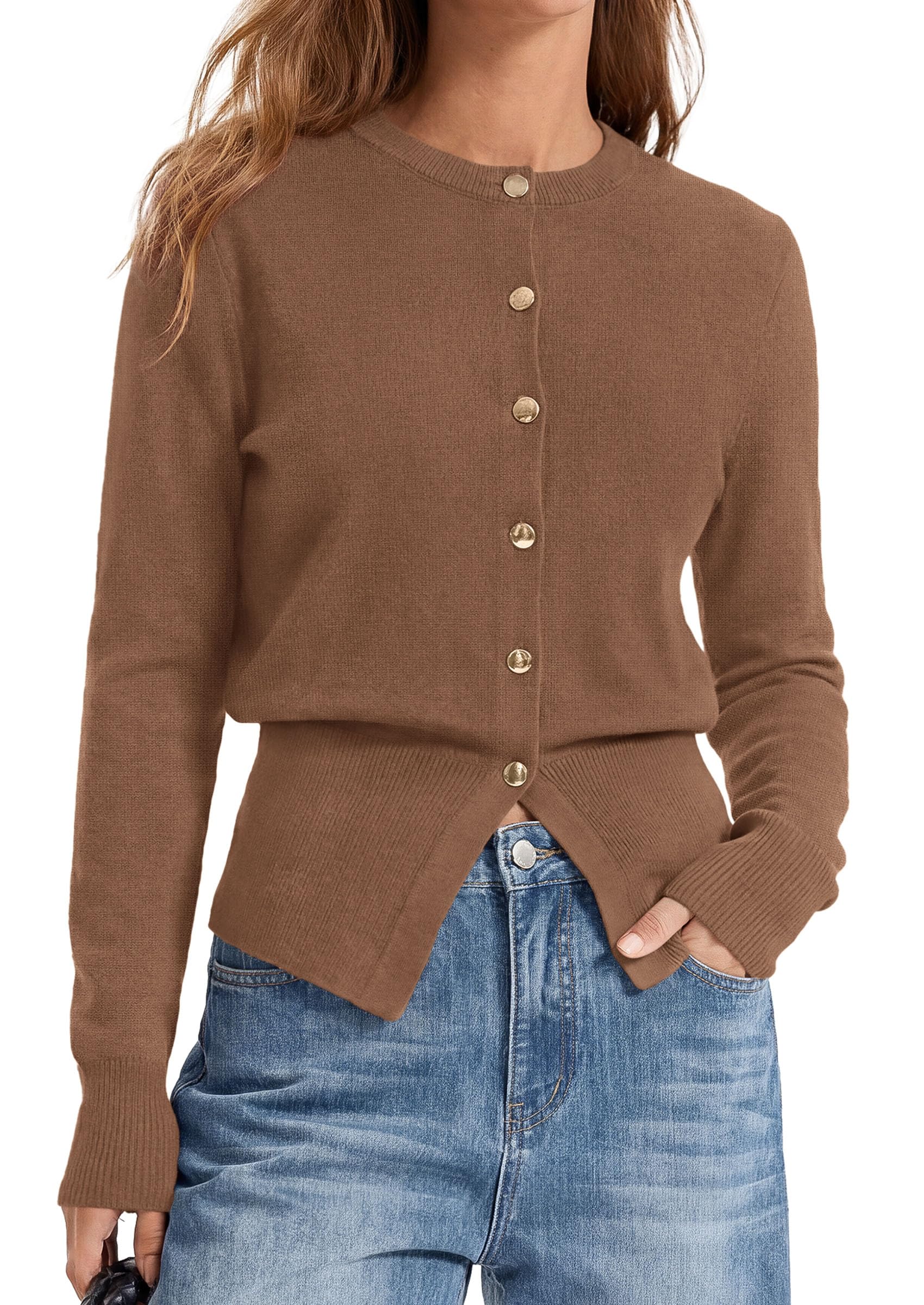 Womens Fall Fashion Knit Cardigan Sweaters Cinched Waist Tops