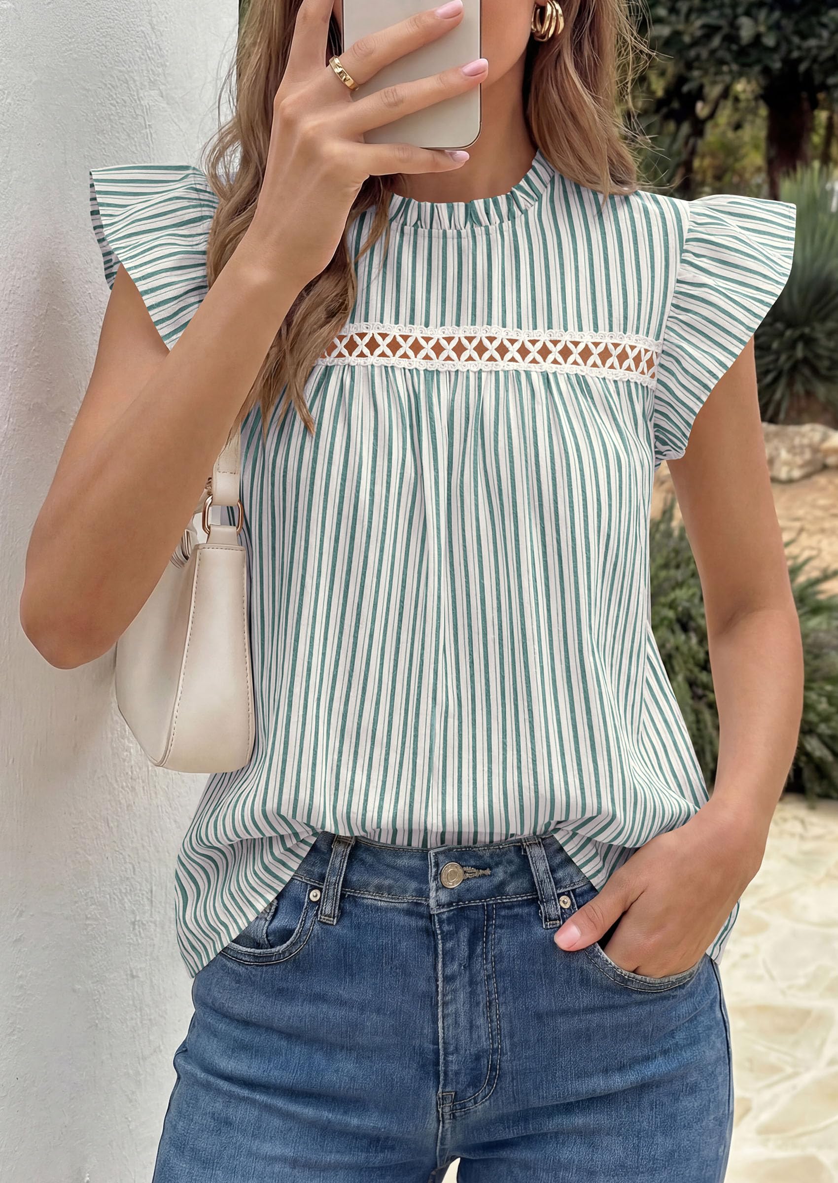 Striped Shirt Women Summer Dressy Business Casual Work Tops