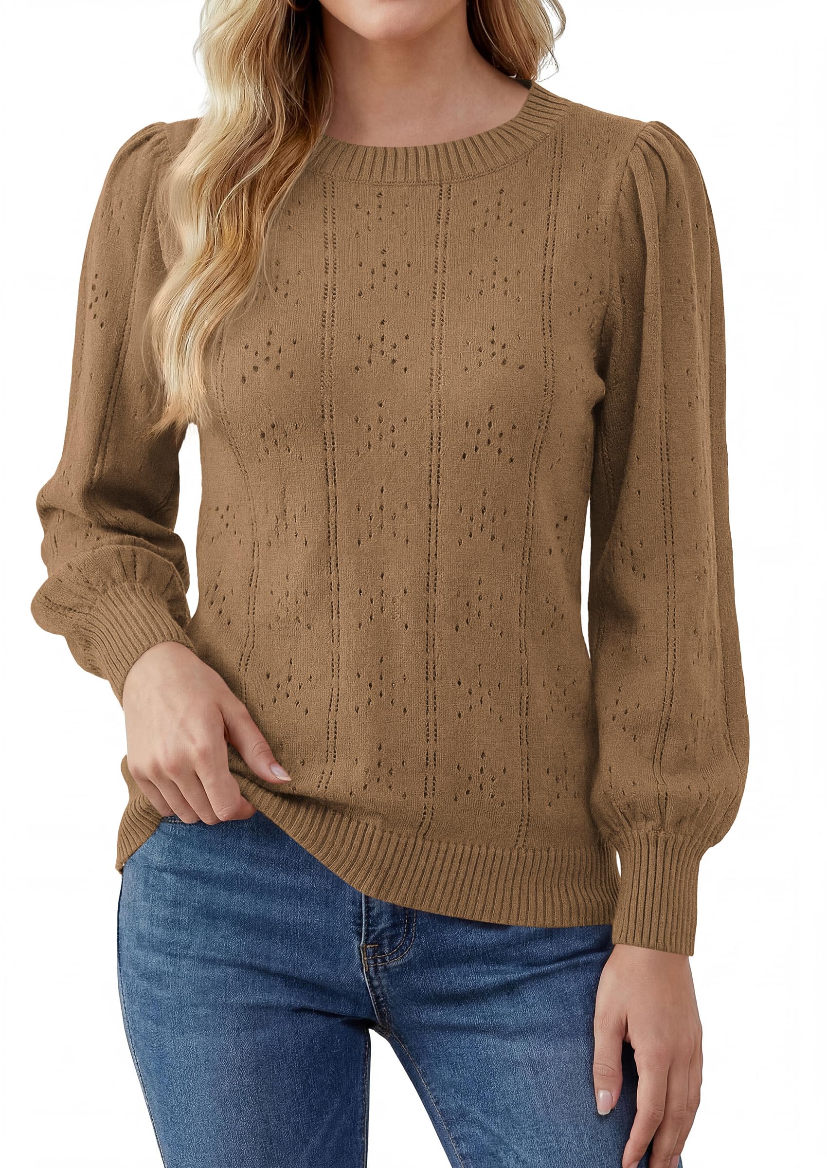 Women Fall Fashion Hollow Out Holiday Sweaters Khaki,S