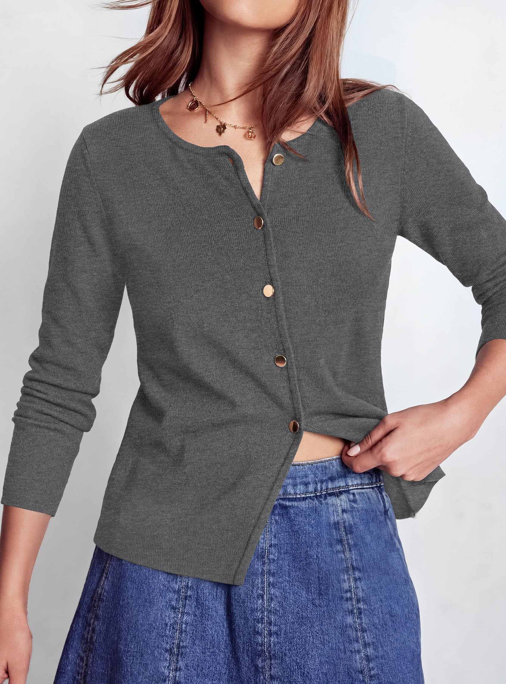 Lightweight Cardigan Sweaters for Women Button Up Fall Outfits