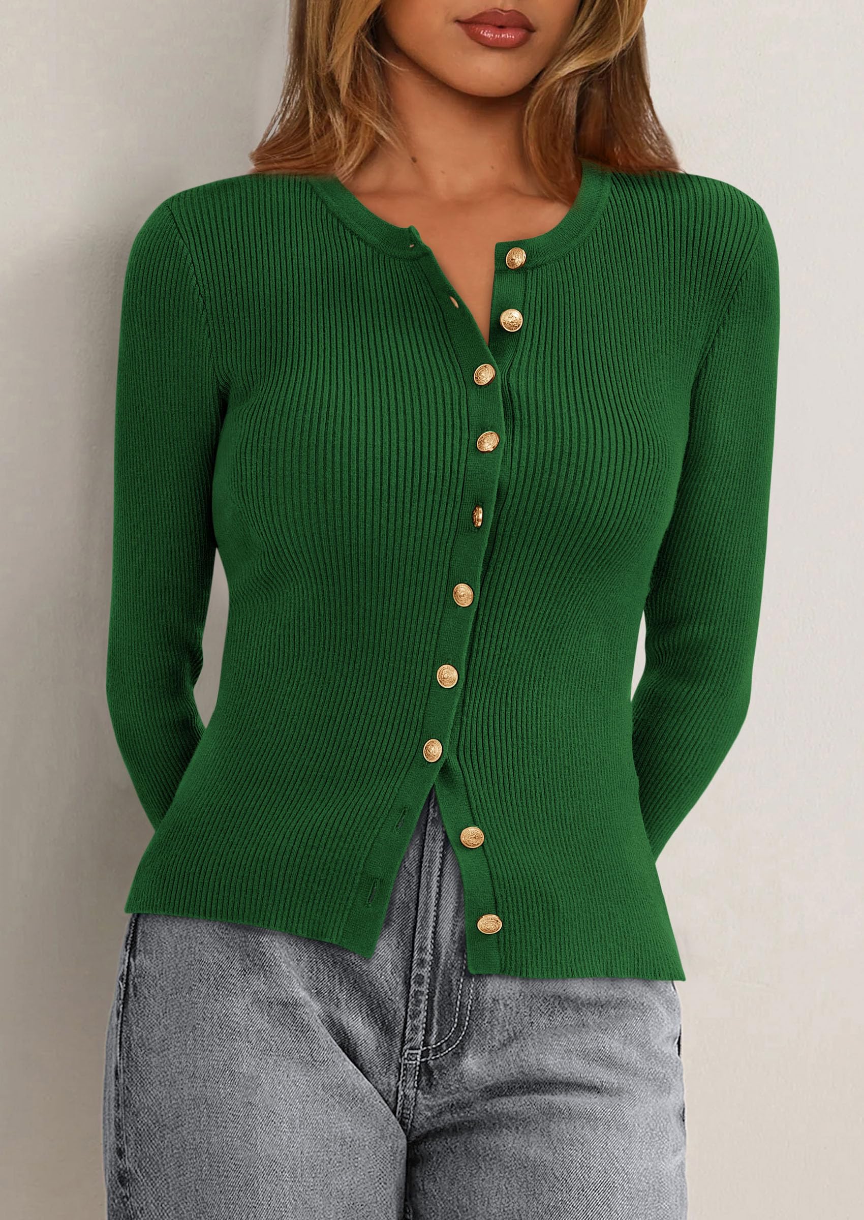 Women's Fall Lightweight Cardigan Sweaters,Green,S