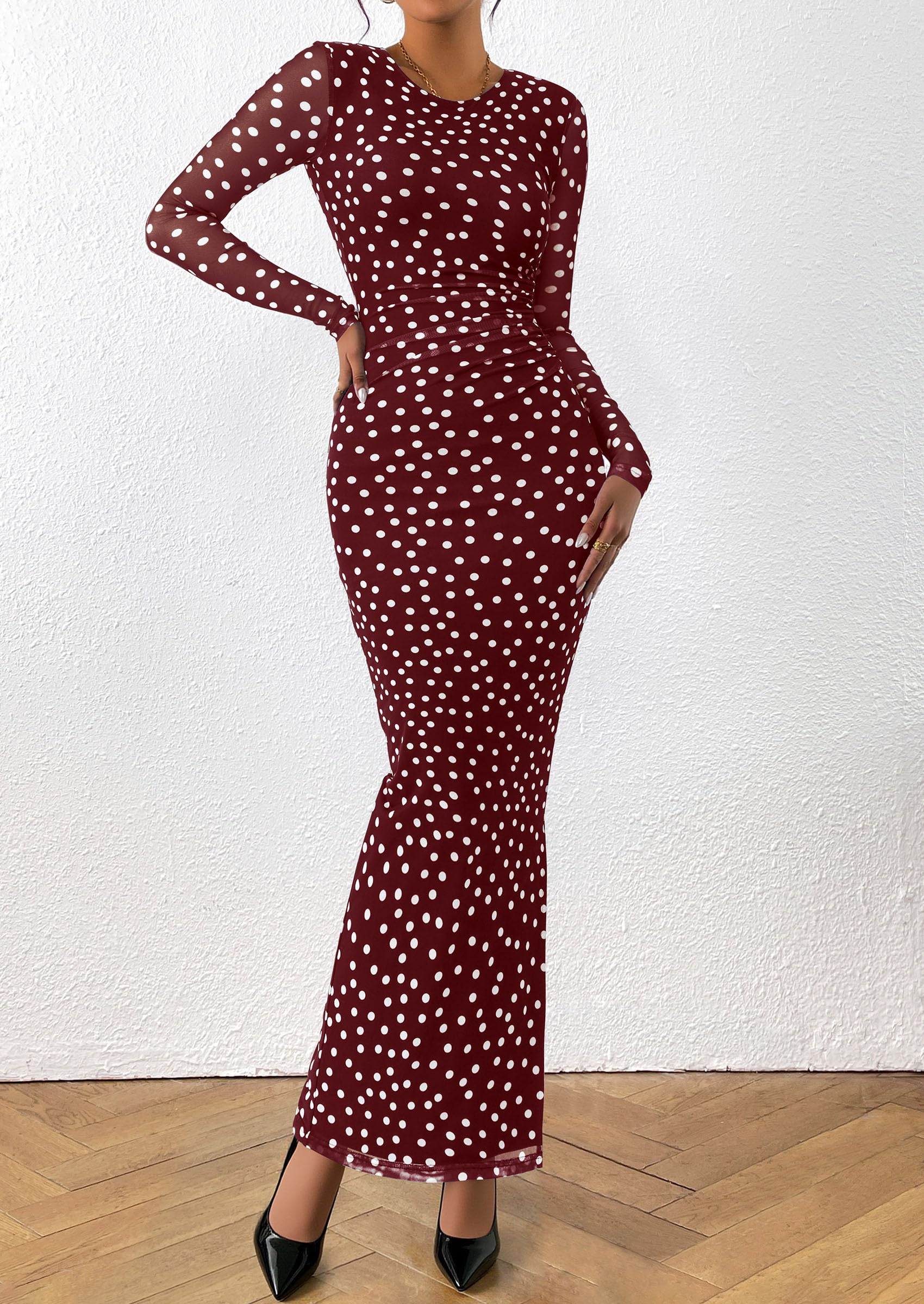 Women's Floral Bodycon Maxi Fall Dress