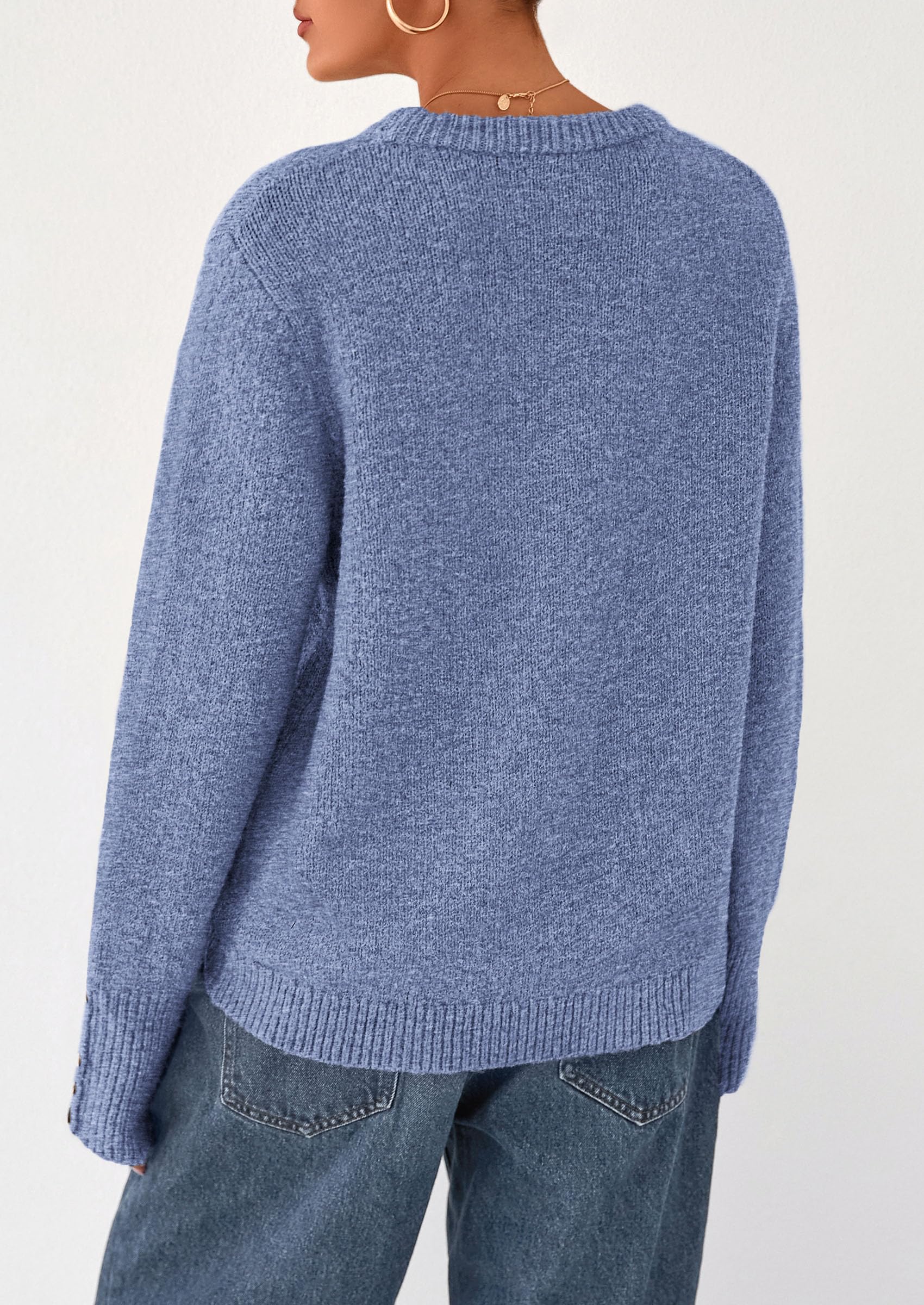 Fall Sweaters for Women Cozy Casual Pullover Ribbed Knit Tops