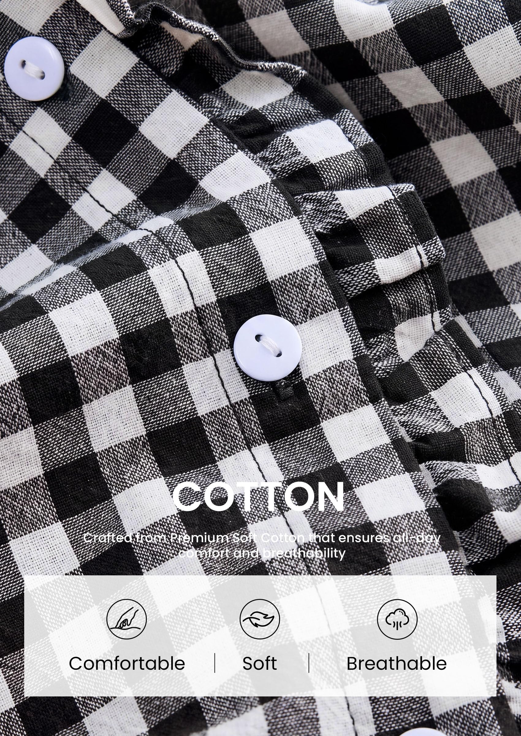Womens Long Sleeve Button Down Shirts,Black White,S